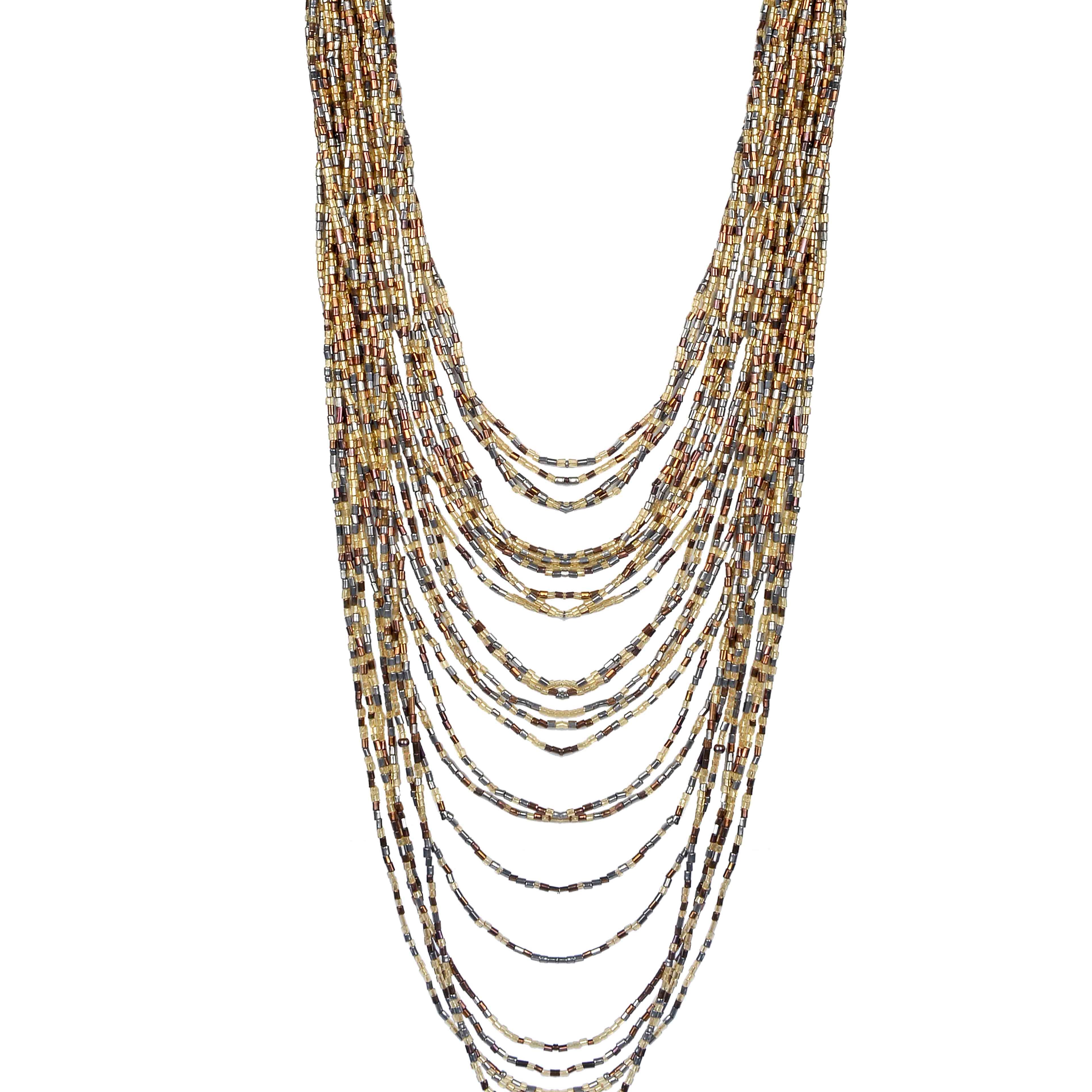 Collar largo de cuentas de cristal multicapa N2526