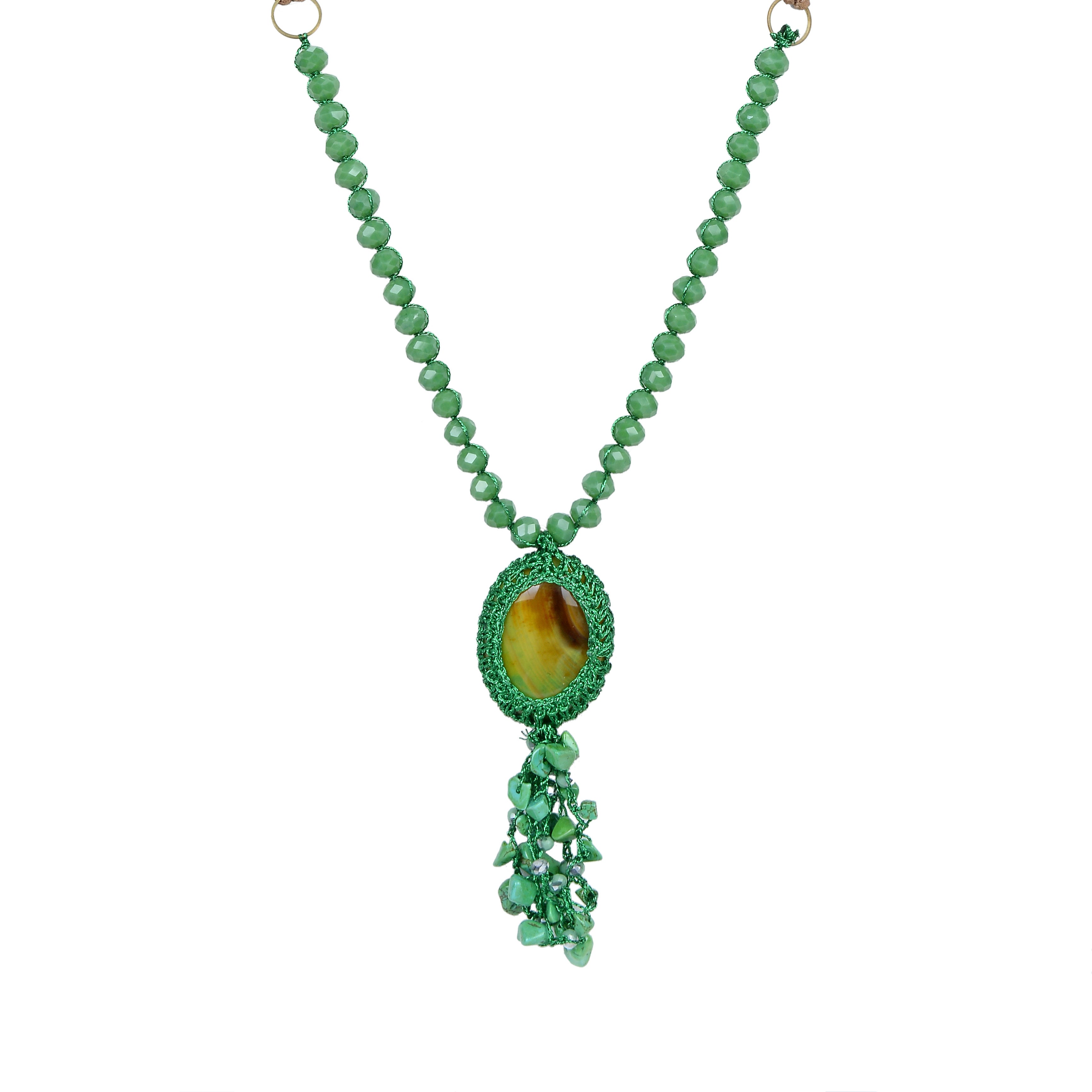 Collar largo de borlas de cristal y piedras de moda N2855