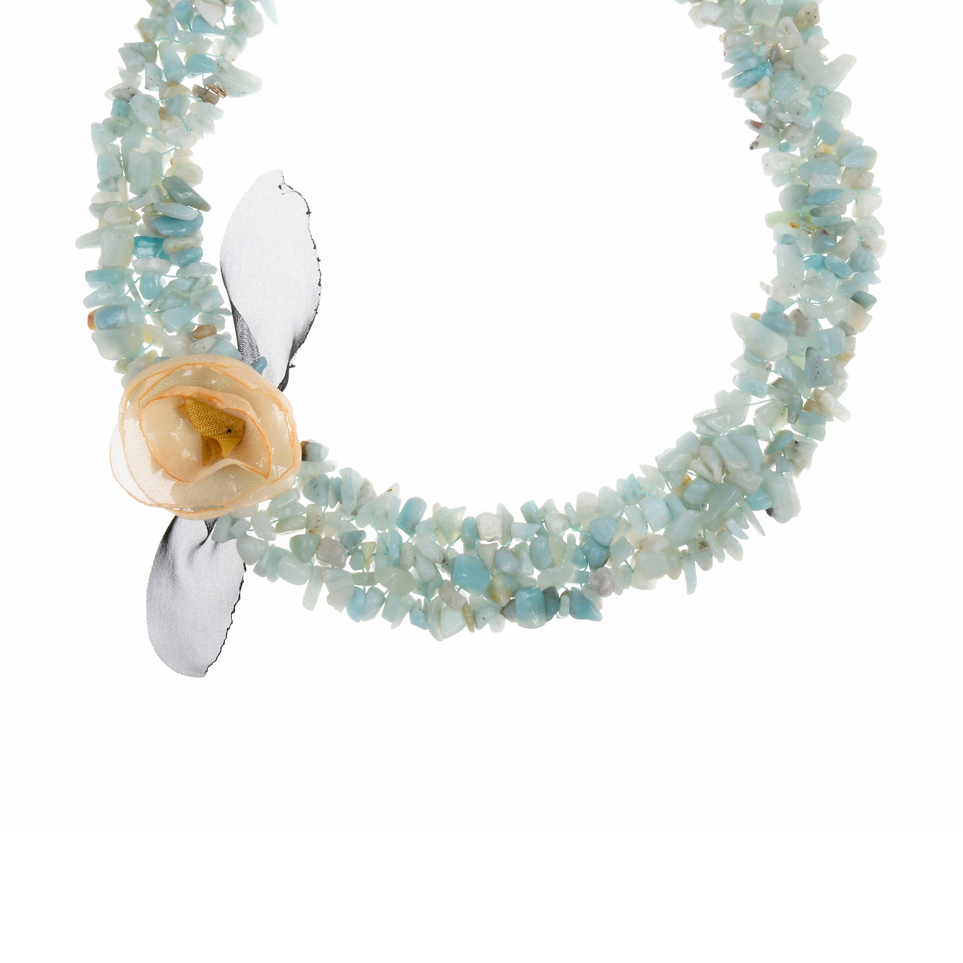 Charming Women Gravel Stone Flower Collar Necklace N3081