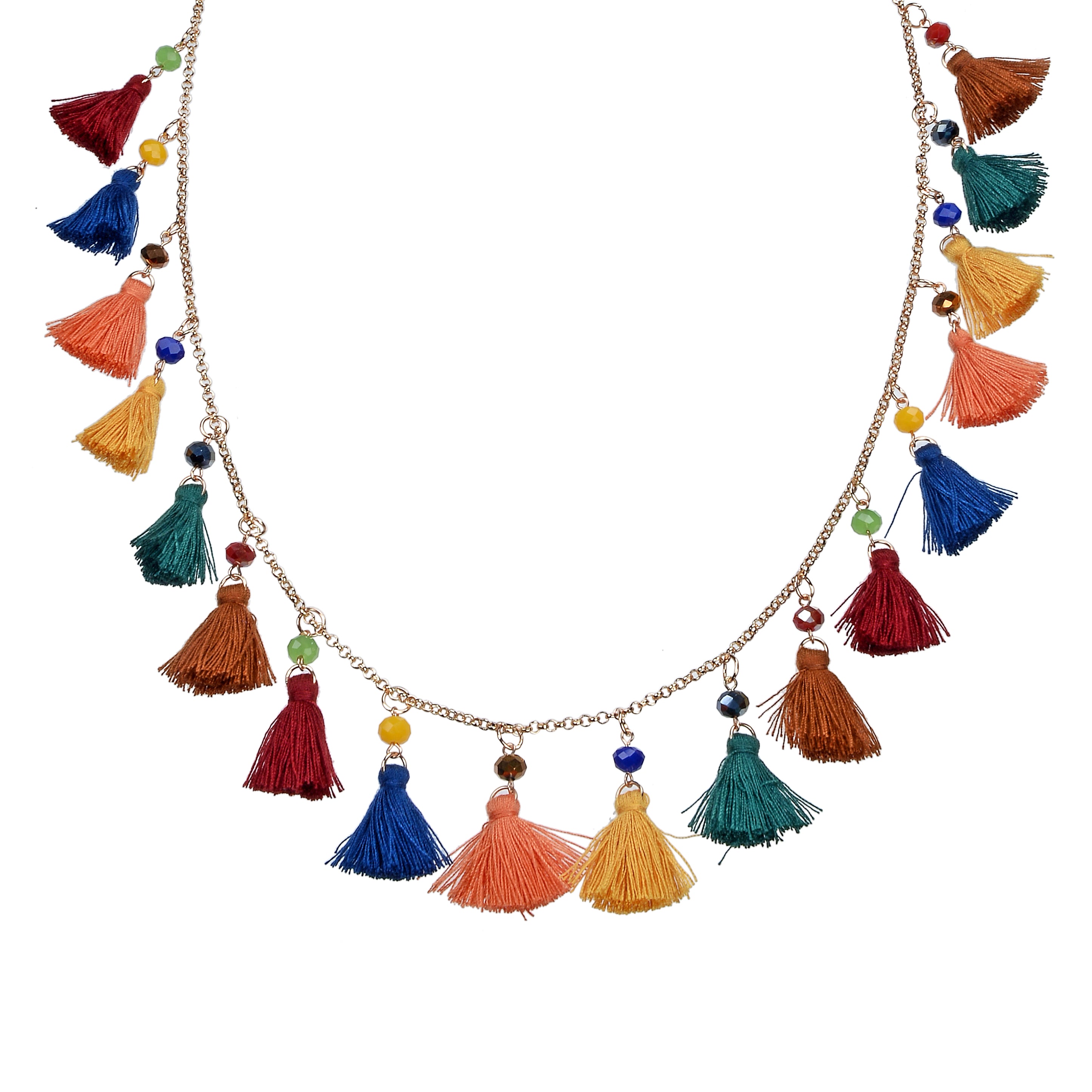 Collar bohemio con borlas multicolor N3194
