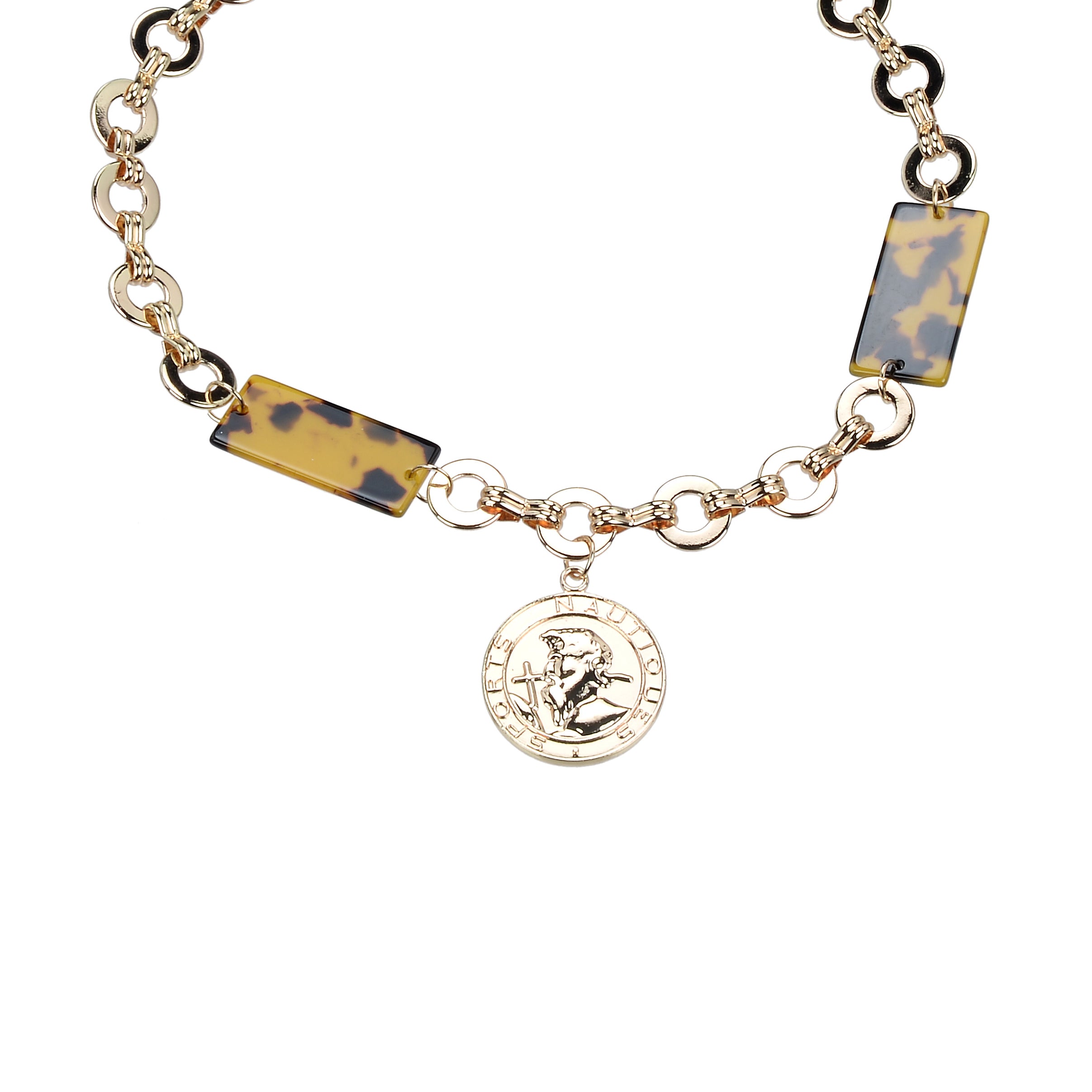 Collar llamativo con colgante de medalla de oro N3195