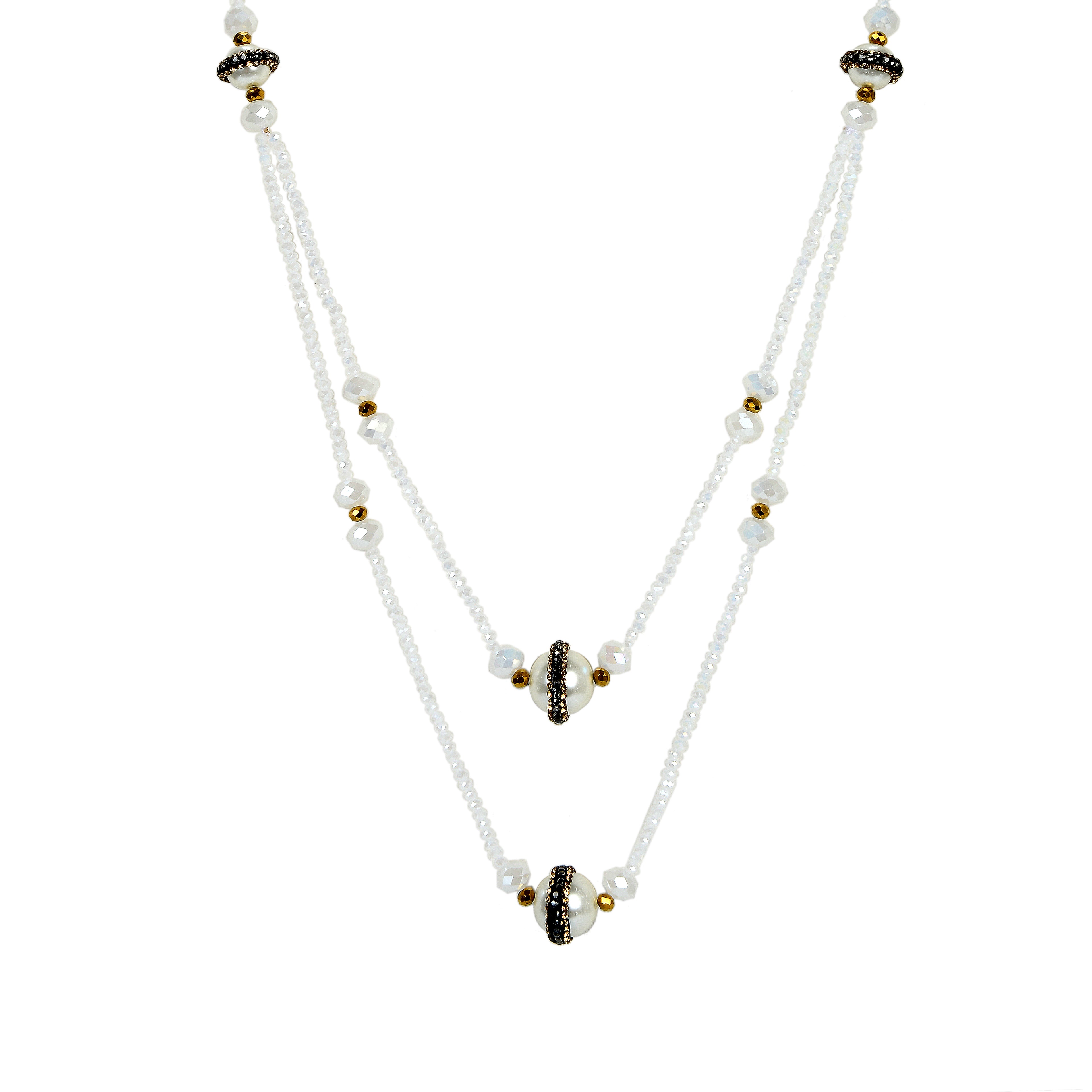 Collar de piedra de cristal de doble capa N3339