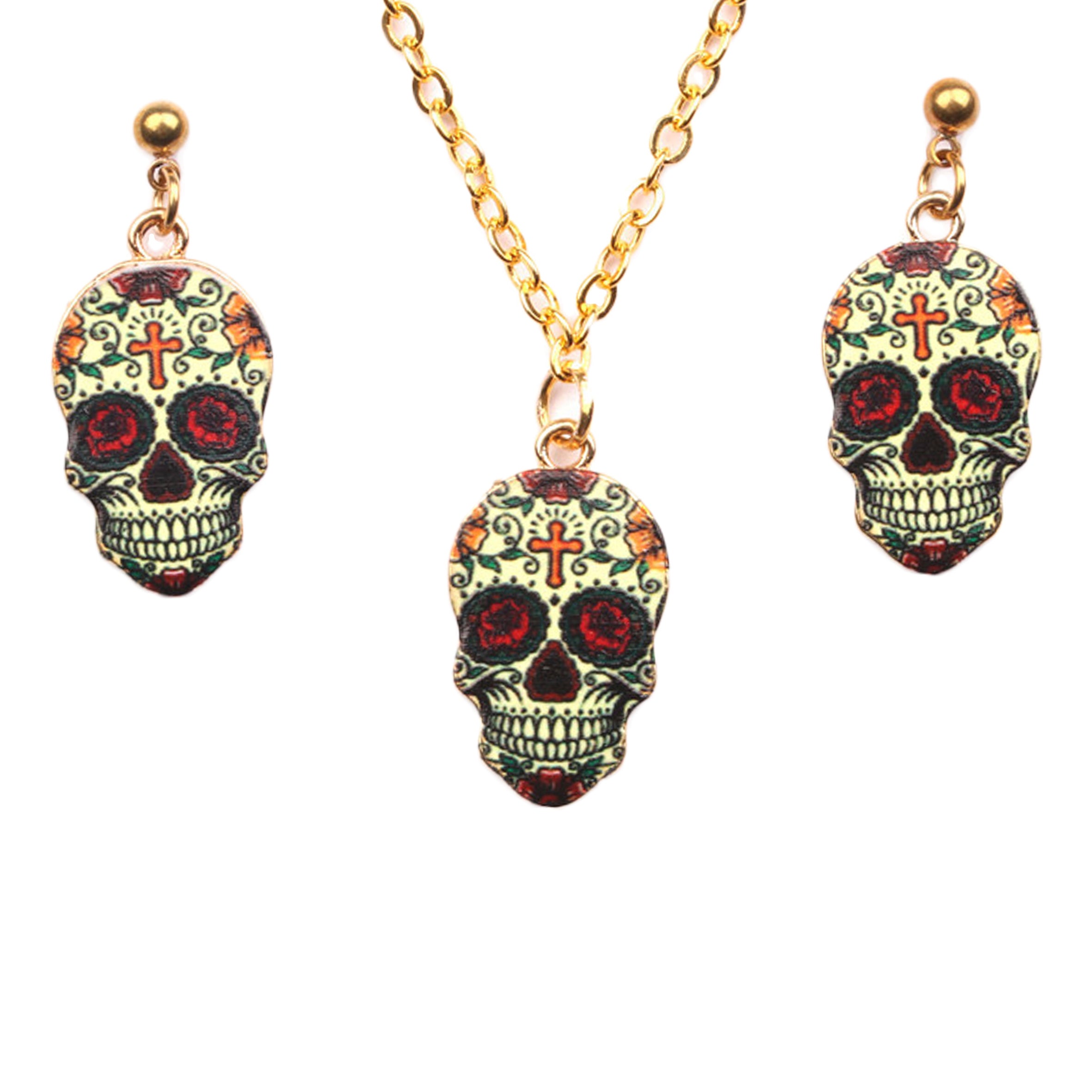 Skull Pendants Necklace Set N3564-SET