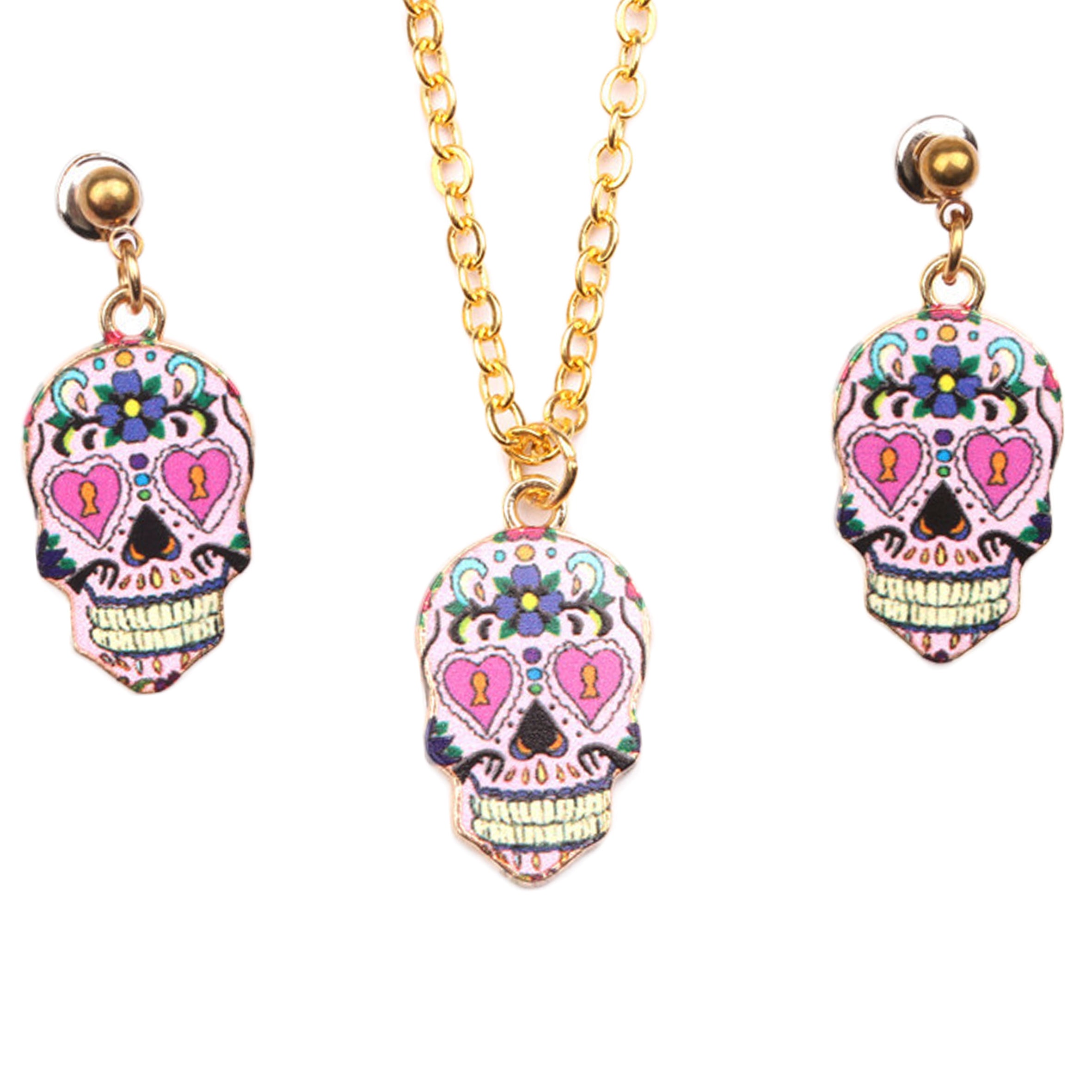 Skull Pendants Necklace Set N3564-SET