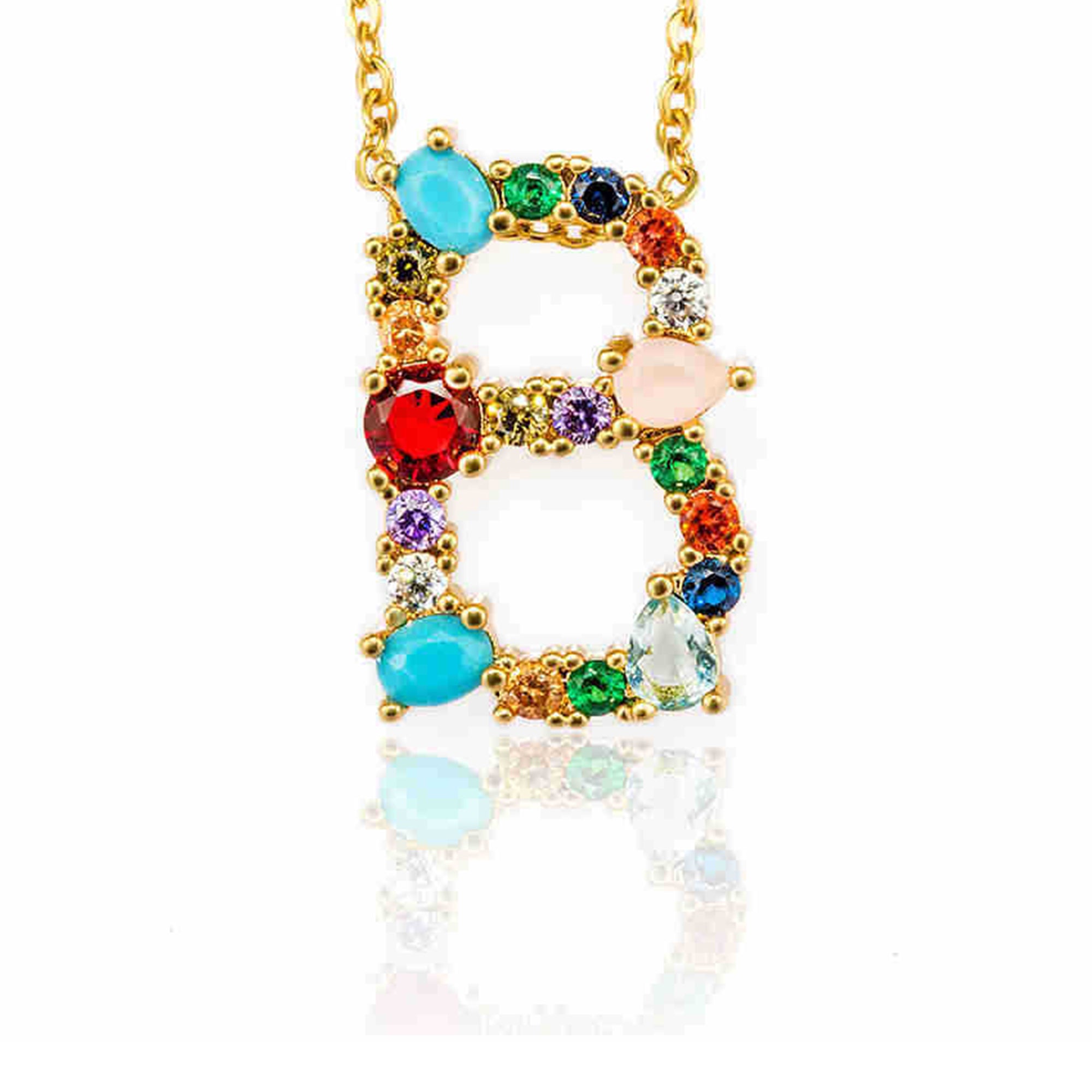 Rhinestone Letter Pendant Necklaces N3754