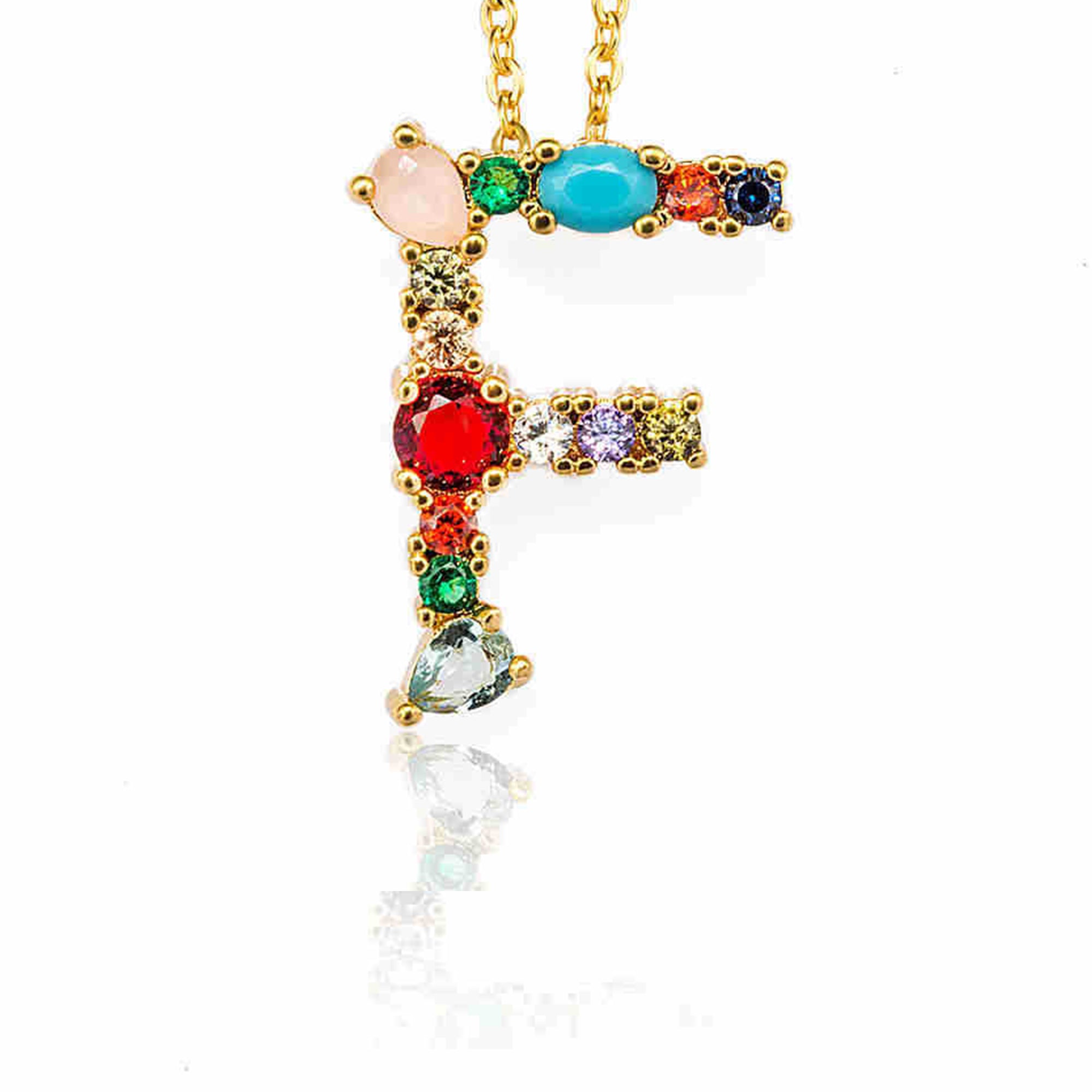 Rhinestone Letter Pendant Necklaces N3754