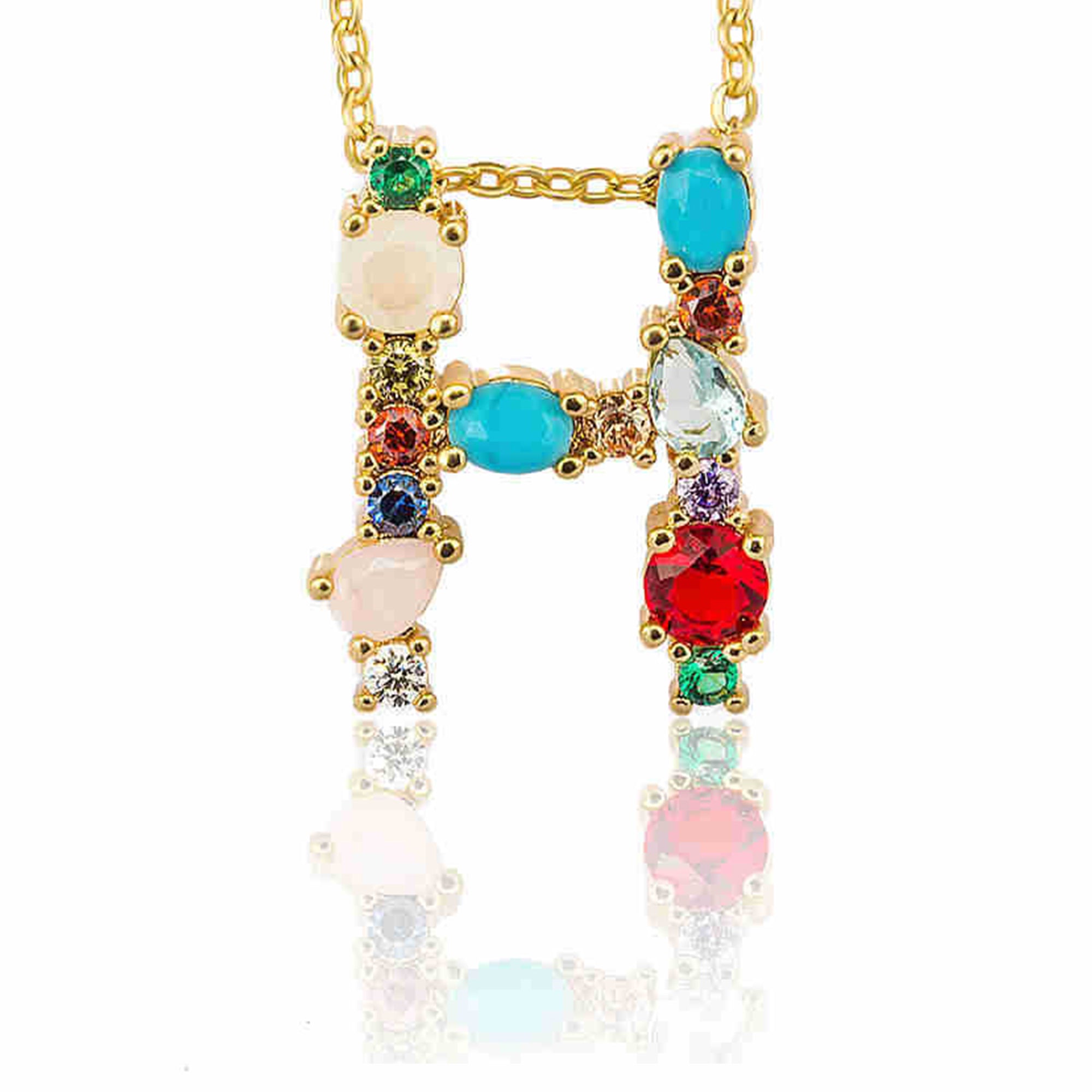 Rhinestone Letter Pendant Necklaces N3754
