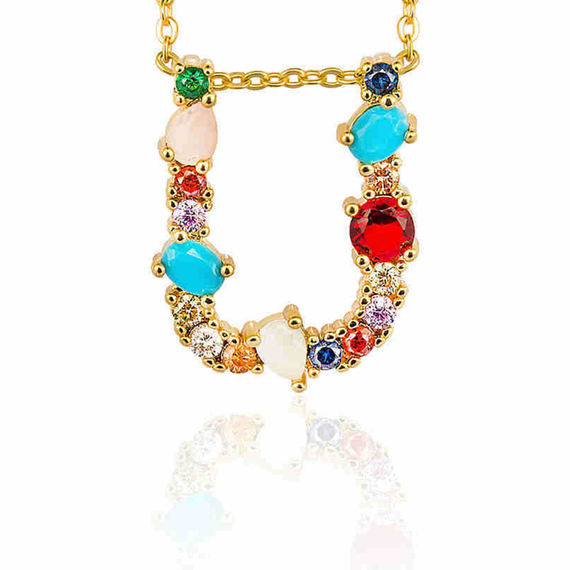 Rhinestone Letter Pendant Necklaces N3754