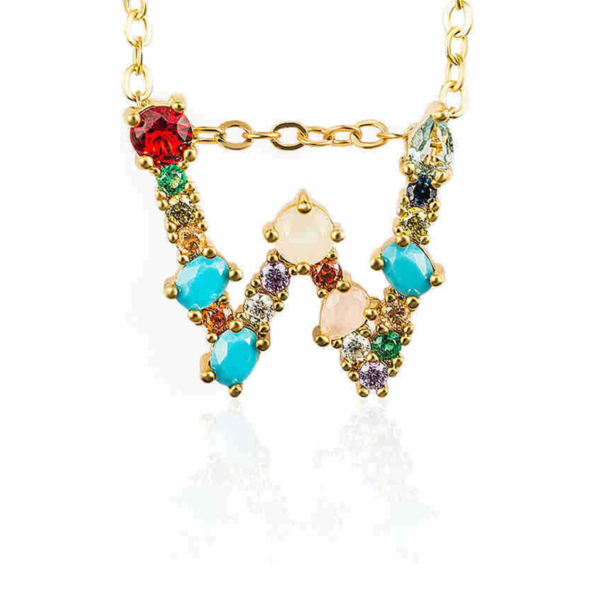 Rhinestone Letter Pendant Necklaces N3754