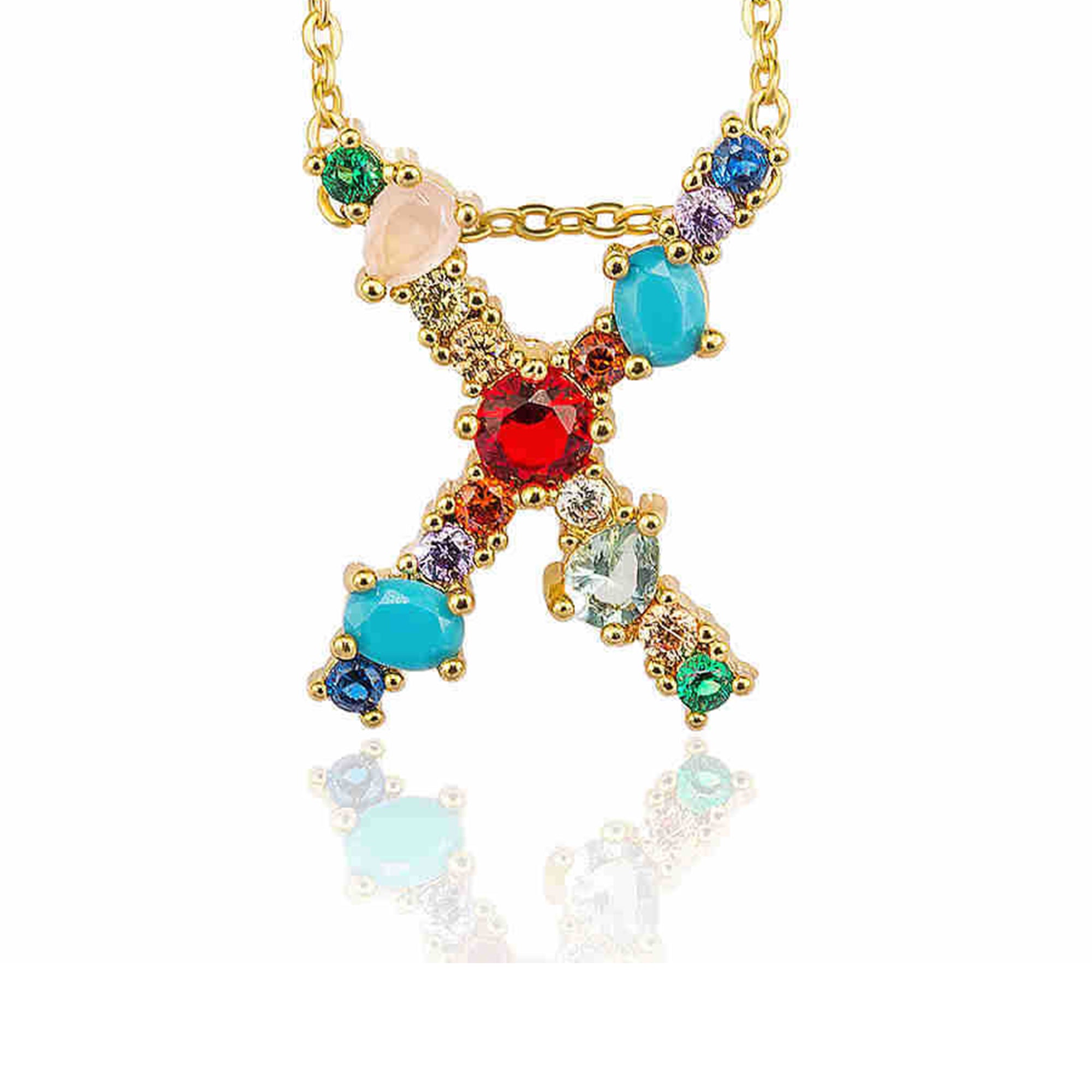 Rhinestone Letter Pendant Necklaces N3754