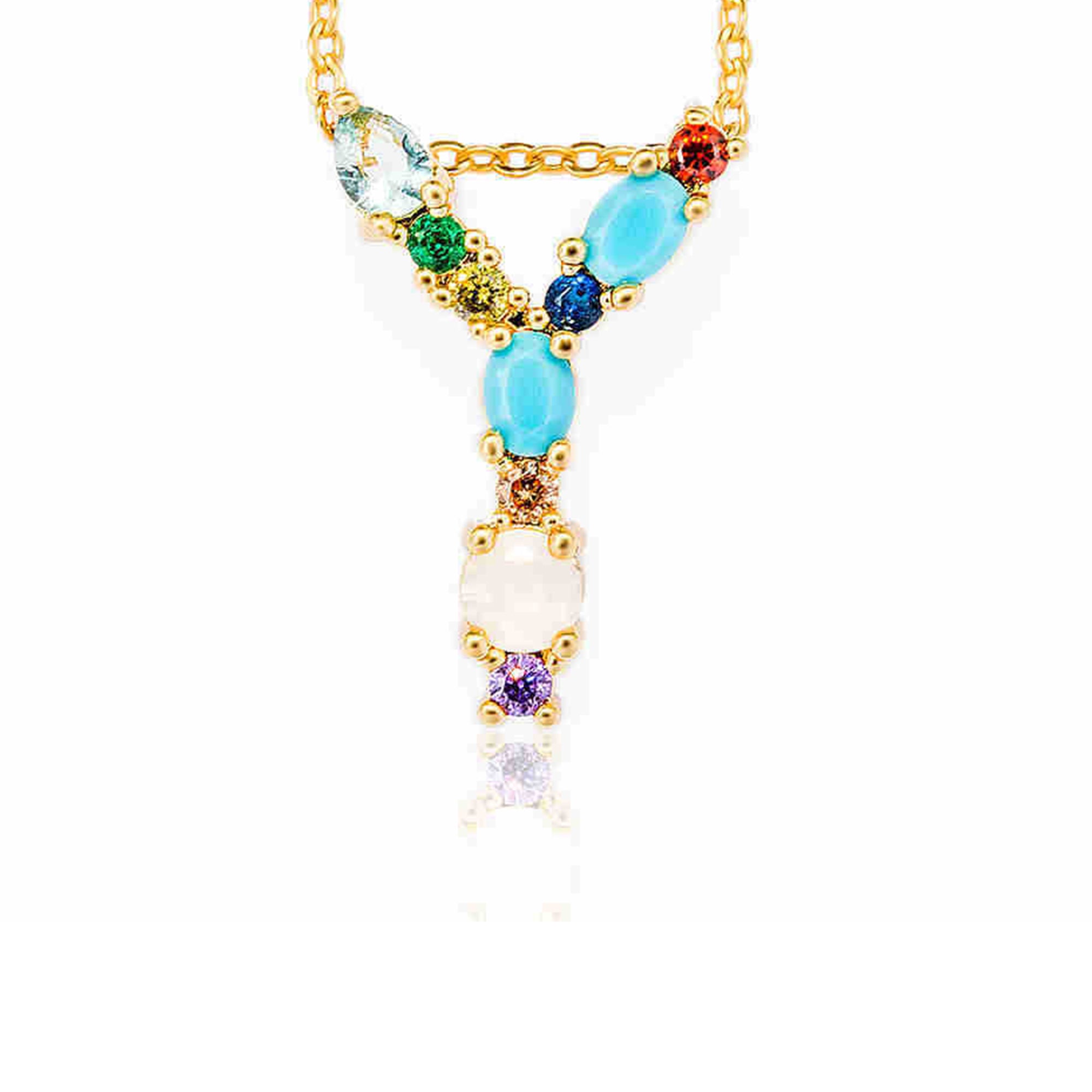 Rhinestone Letter Pendant Necklaces N3754