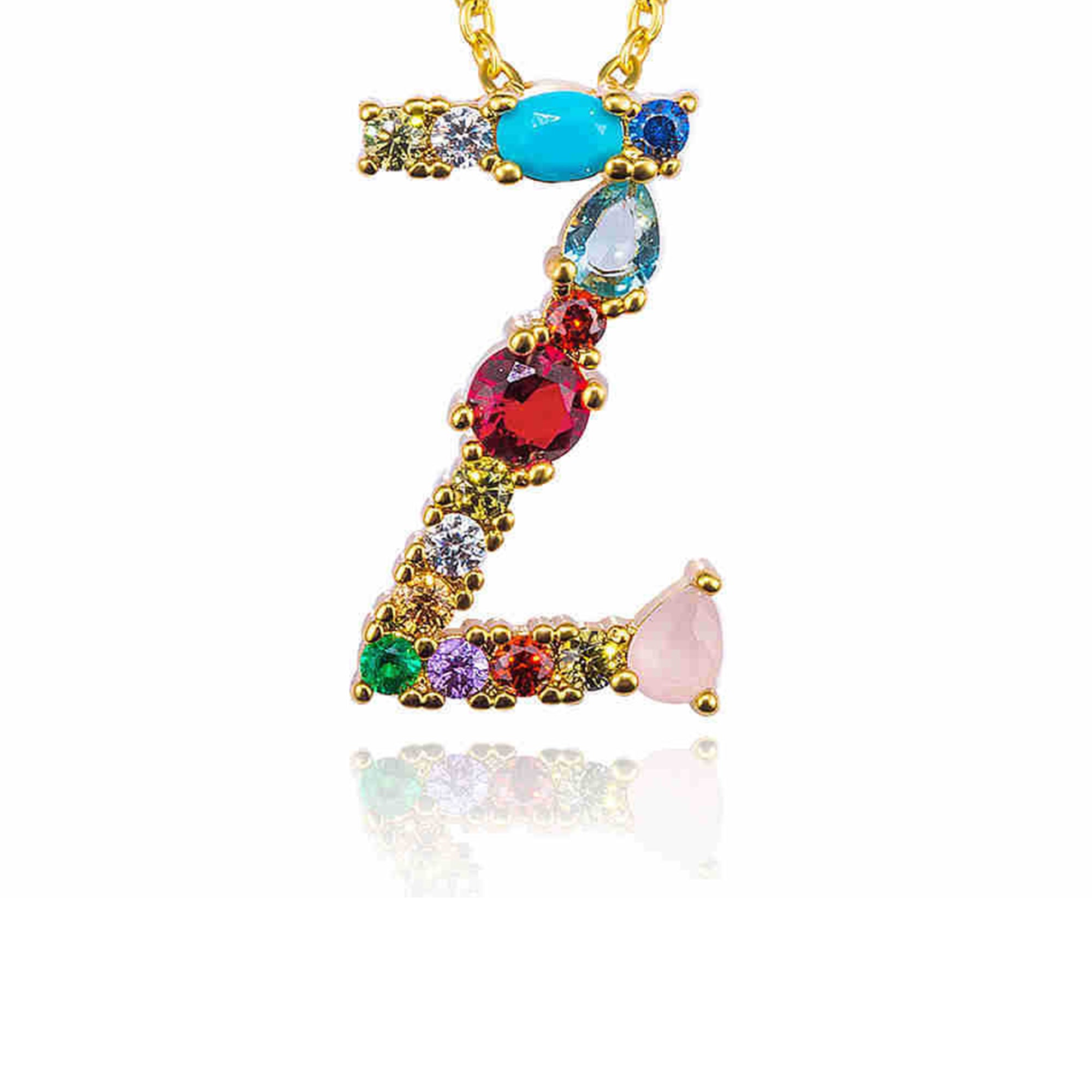 Rhinestone Letter Pendant Necklaces N3754