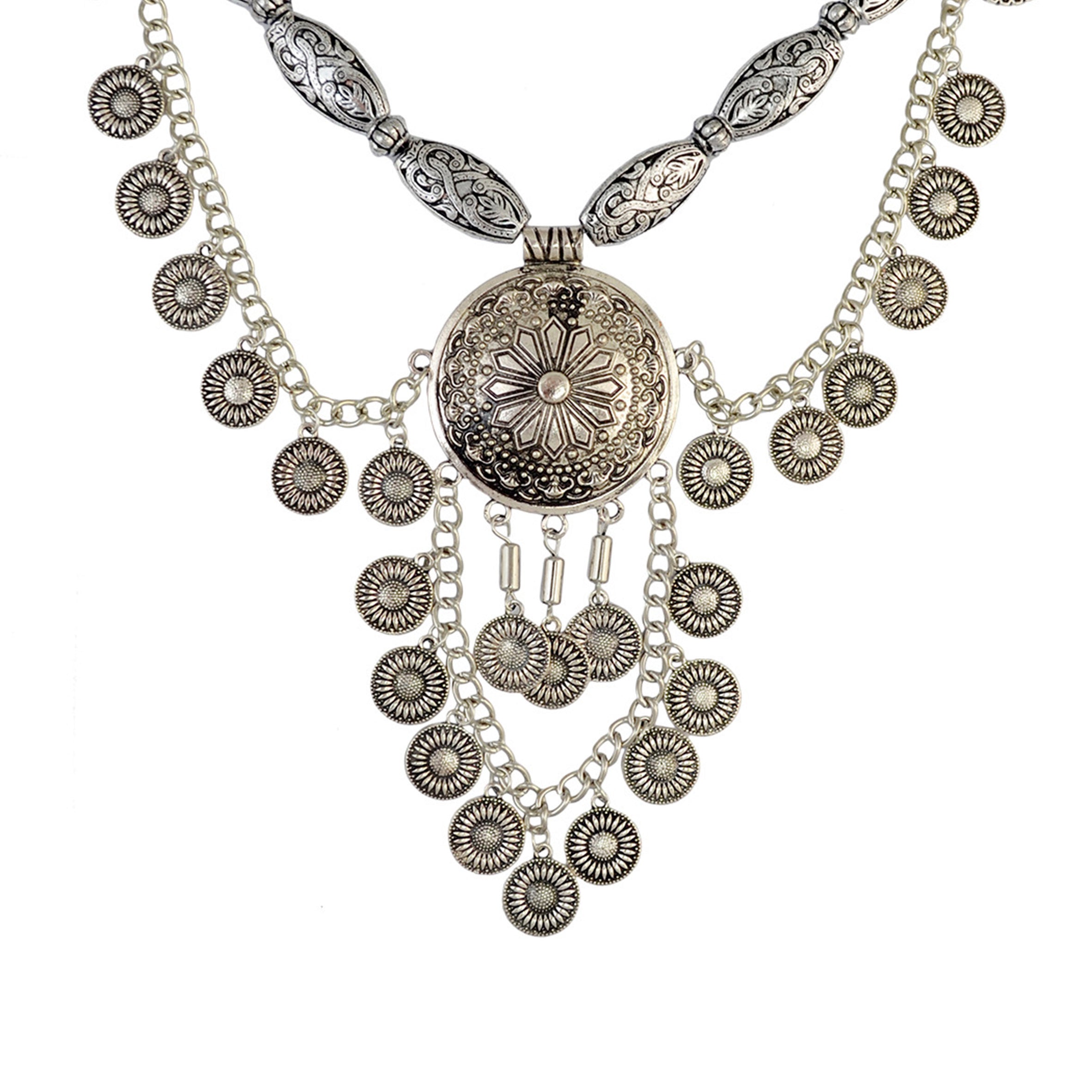 Collar de aleación con borlas y monedas N3758