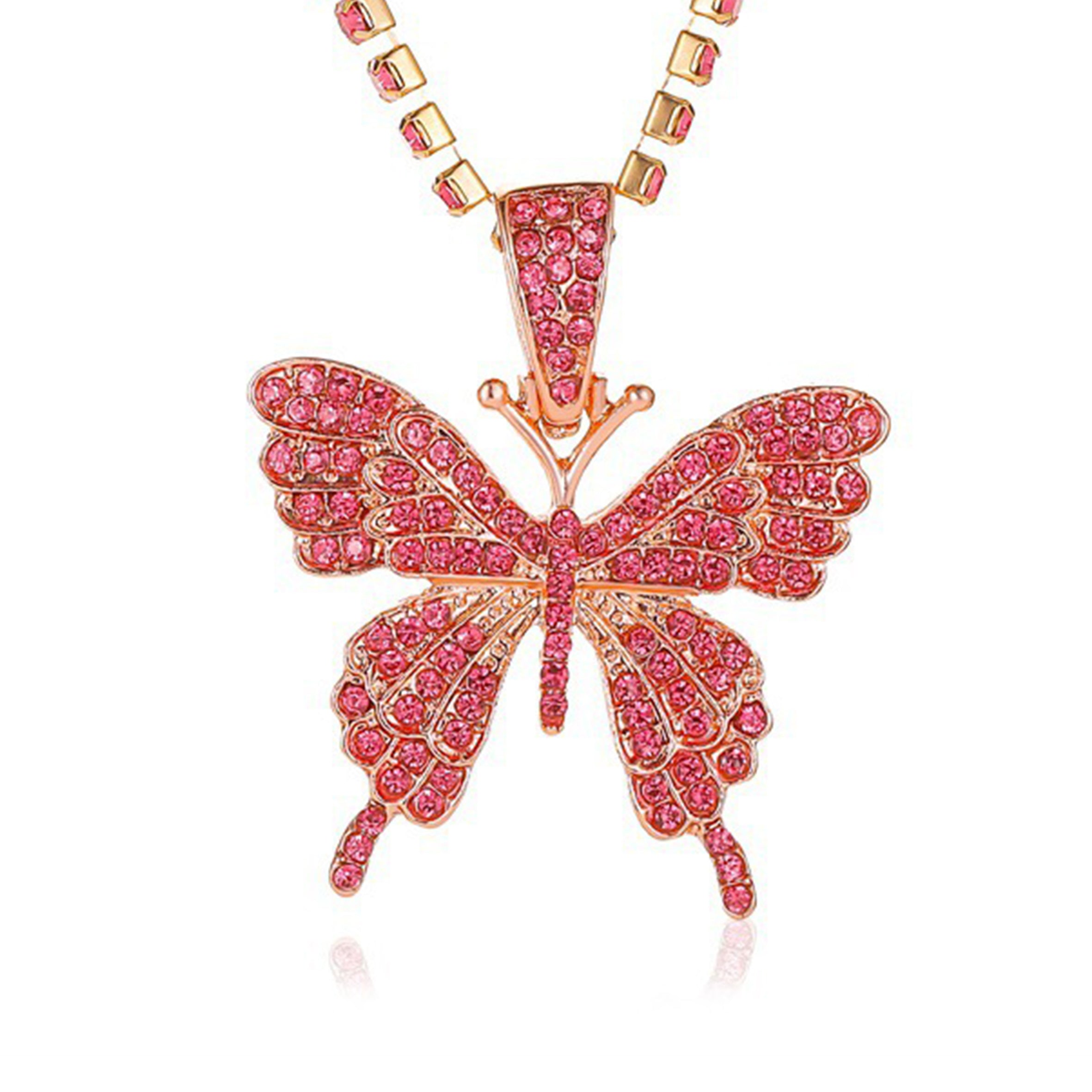 Collar de mariposa con diamantes de imitación N3840-L