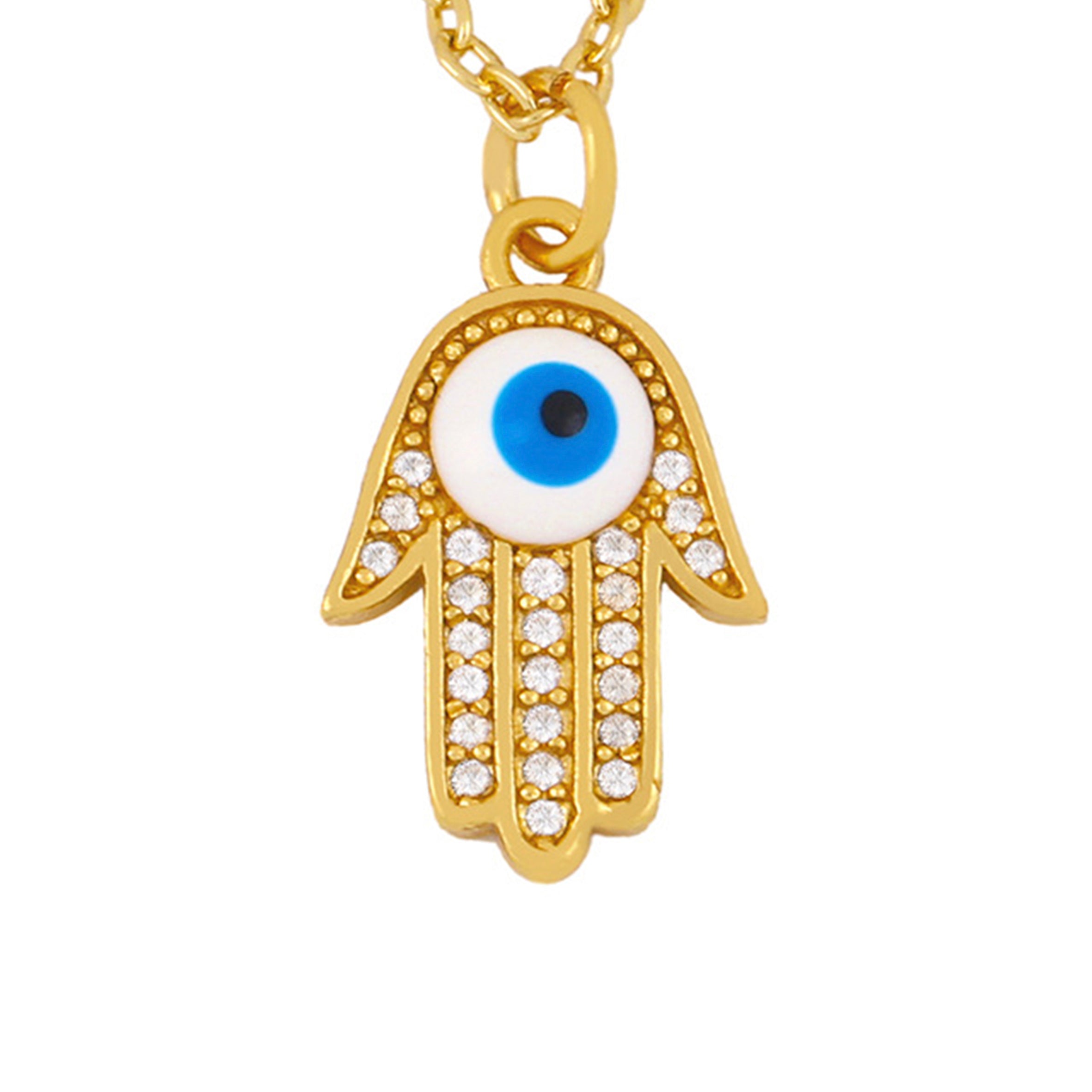 Palm Zircon Copper Chain Necklace N3895