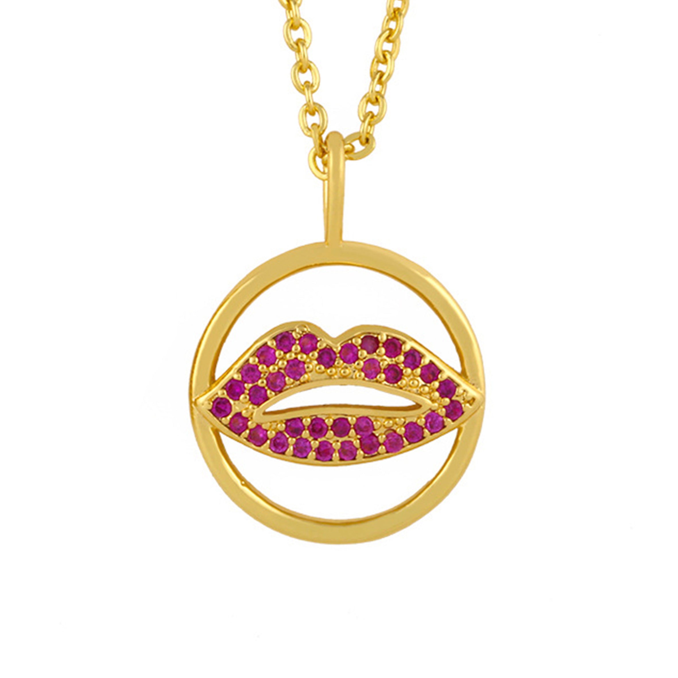 Lip Zircon Copper Chain Necklace N3899