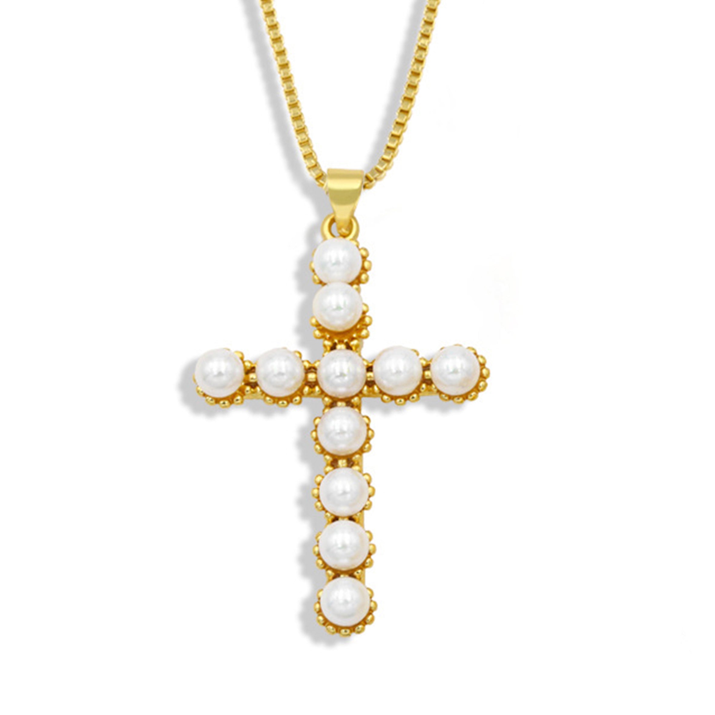 Collar de cadena de cobre con circonitas cruzadas N3903