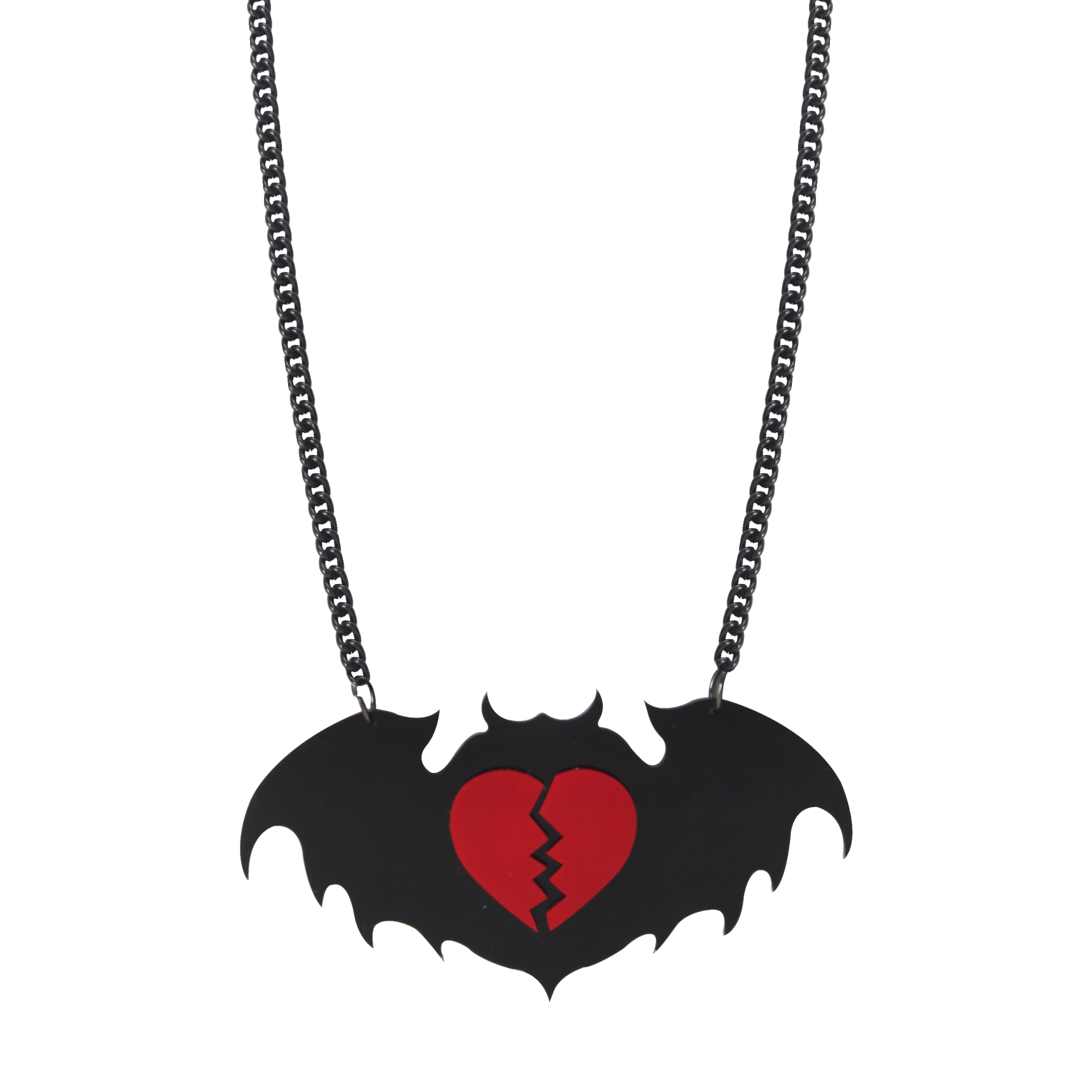 Bat Heart Acrylic Chain Necklace N3913