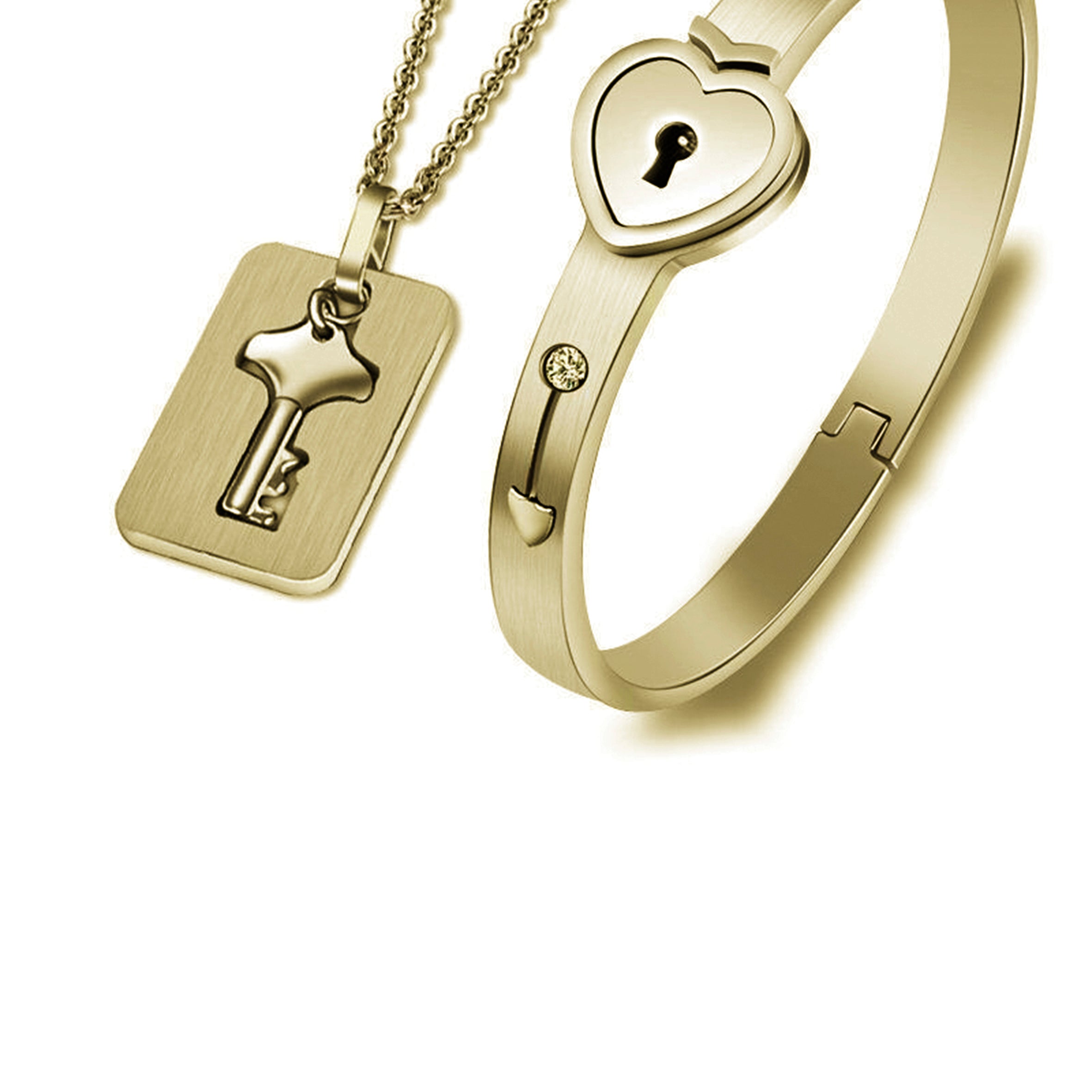 Pulsera collar de acero inoxidable con llave y candado N4053