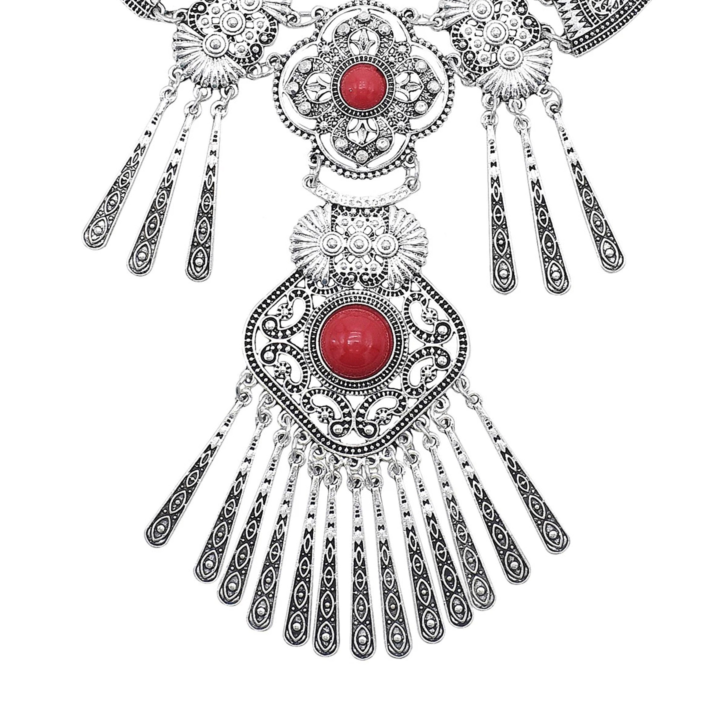 Collar con borlas de turquesa y trébol N4091