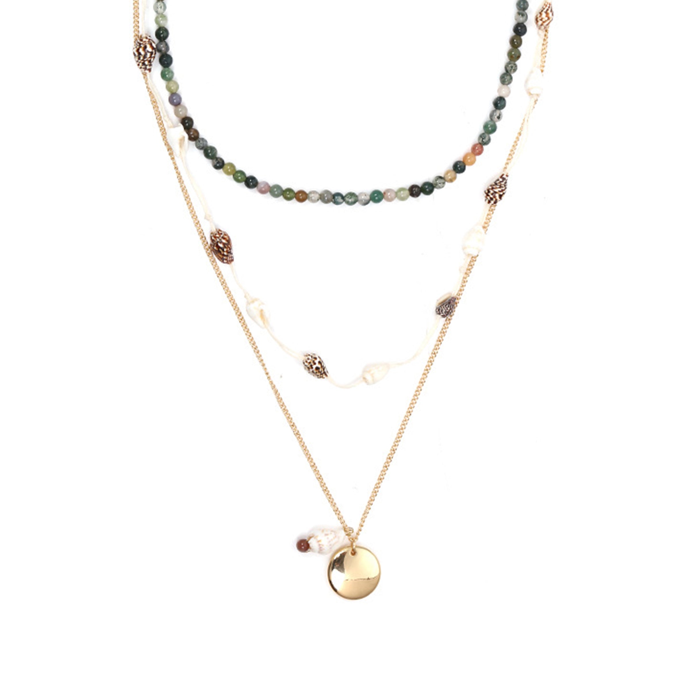 Multi-layer Conch Beads Necklace N4105