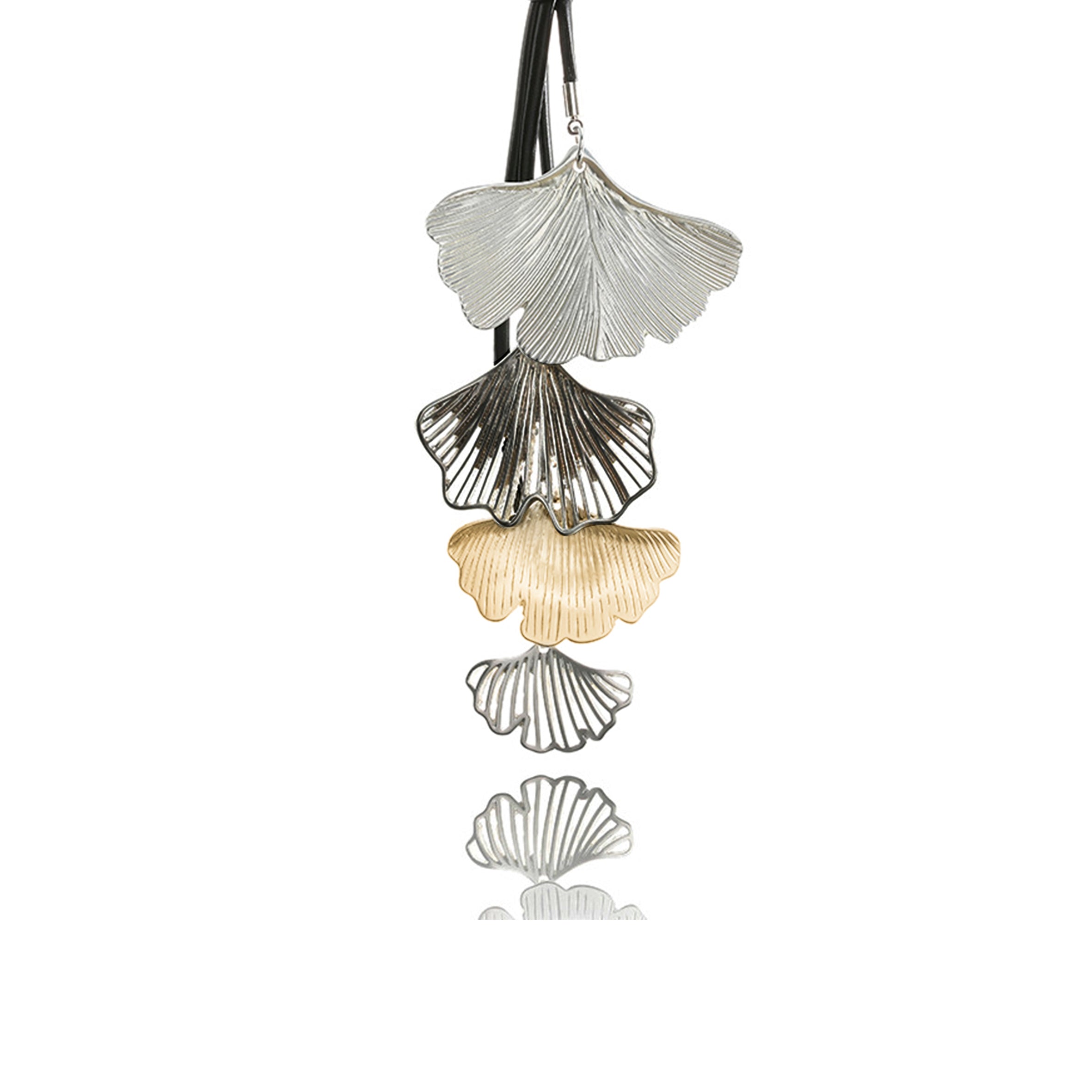 Collar de cuero sintético con hojas de loto N4118