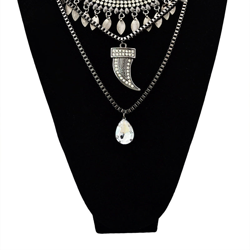 Multilayer Crescent Moon Alloy Necklace N4269