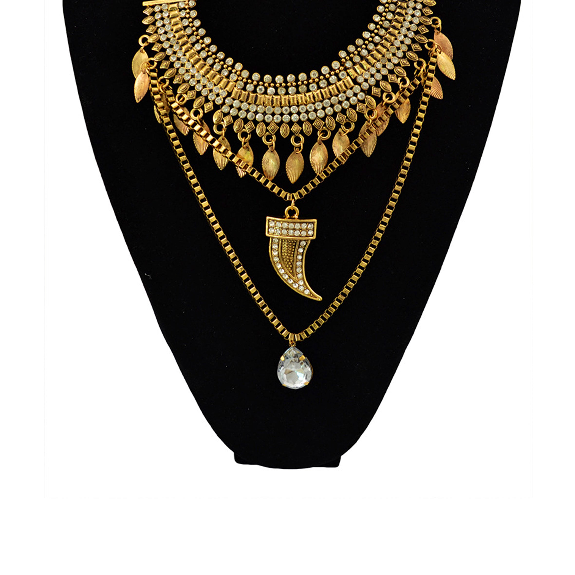 Multilayer Crescent Moon Alloy Necklace N4269