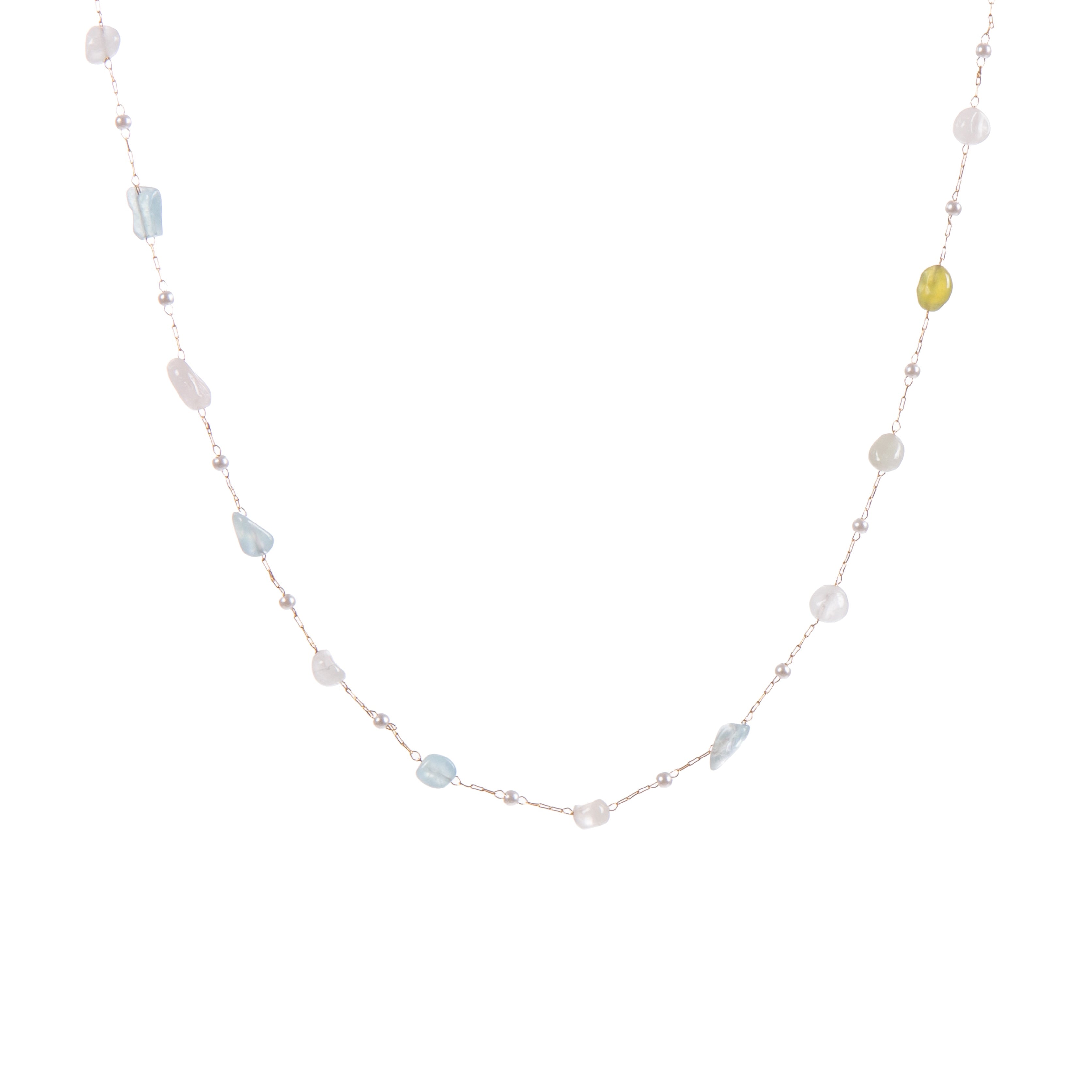 Natural Stone Pearl Chain Necklace N4377-78CM-Morganite