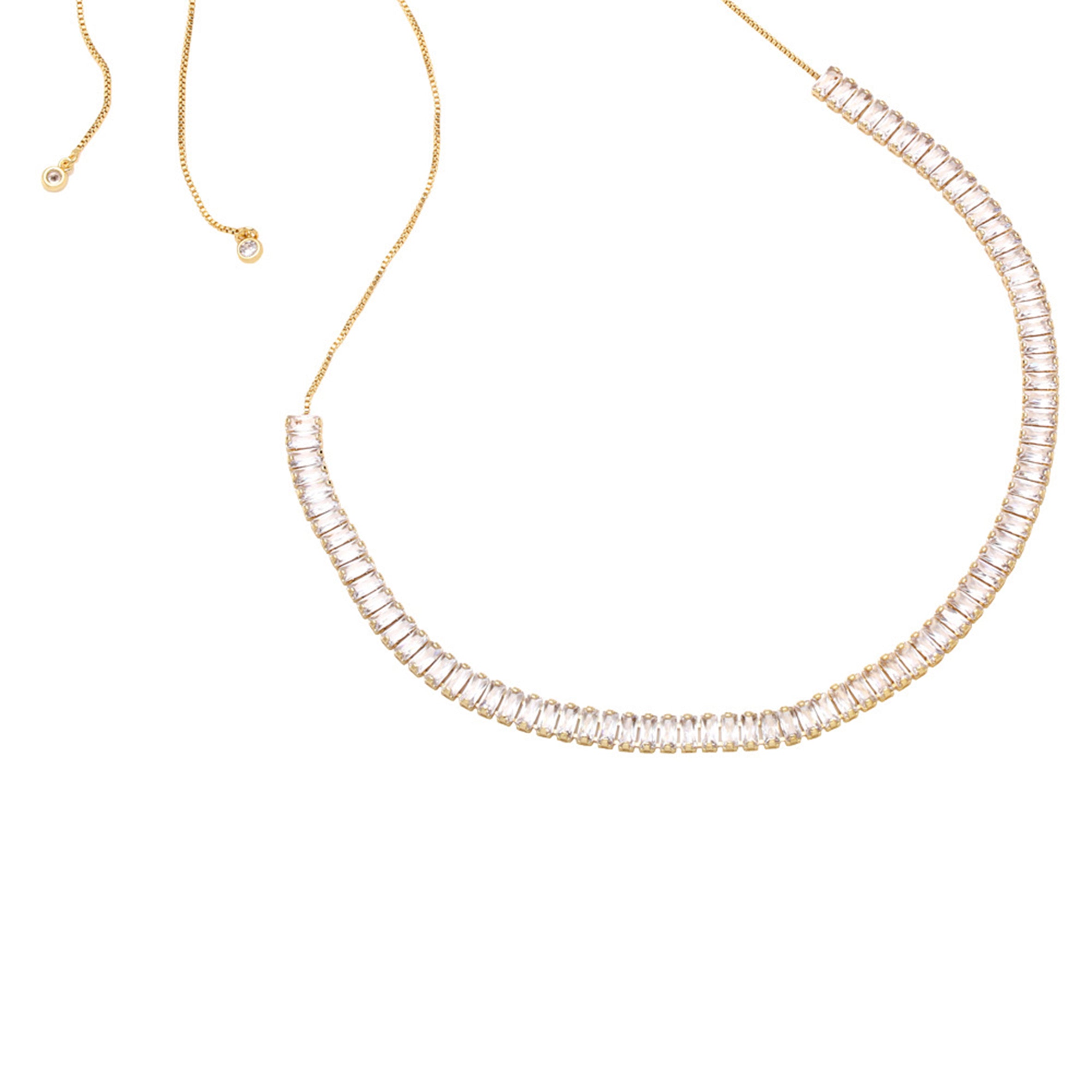 Cubic Zirconia Chain Necklace N4667