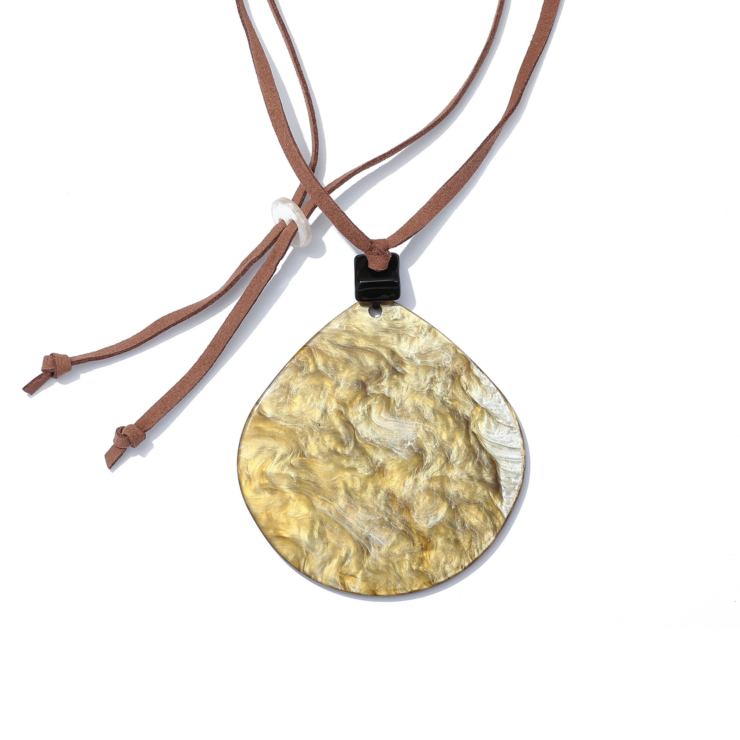 Geometry Acrylic Pendant Leather Necklace N4678