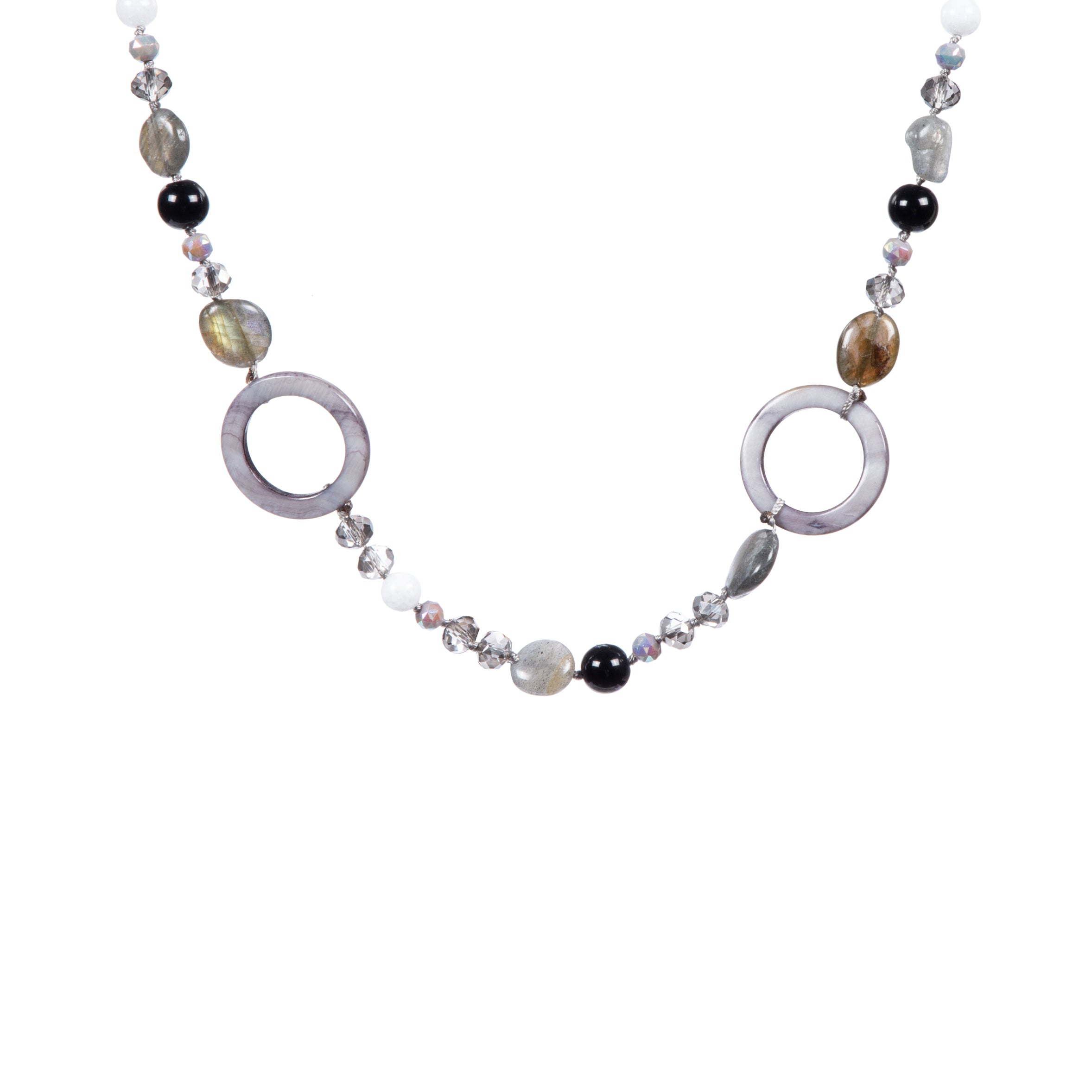 Handmade Braided Labradorite Stone Beaded Necklace N5453