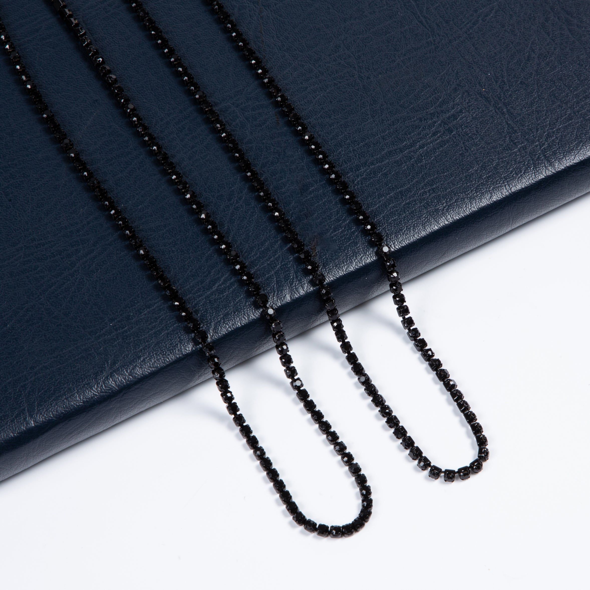 Conjunto de 3 collares largos con cadena de diamantes de imitación N5484