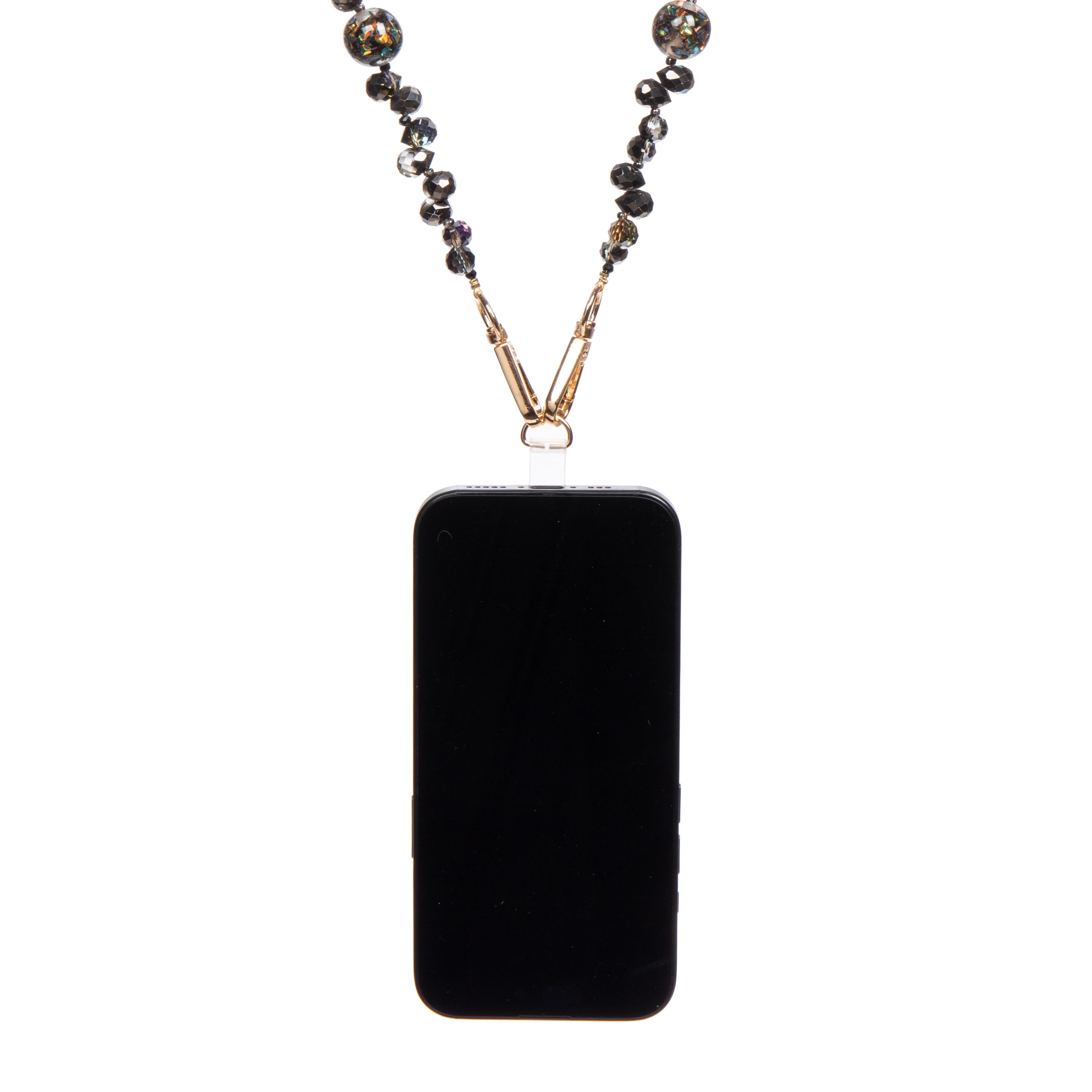 Black Bow Beaded Crystal Crossbody Lanyard PC5629