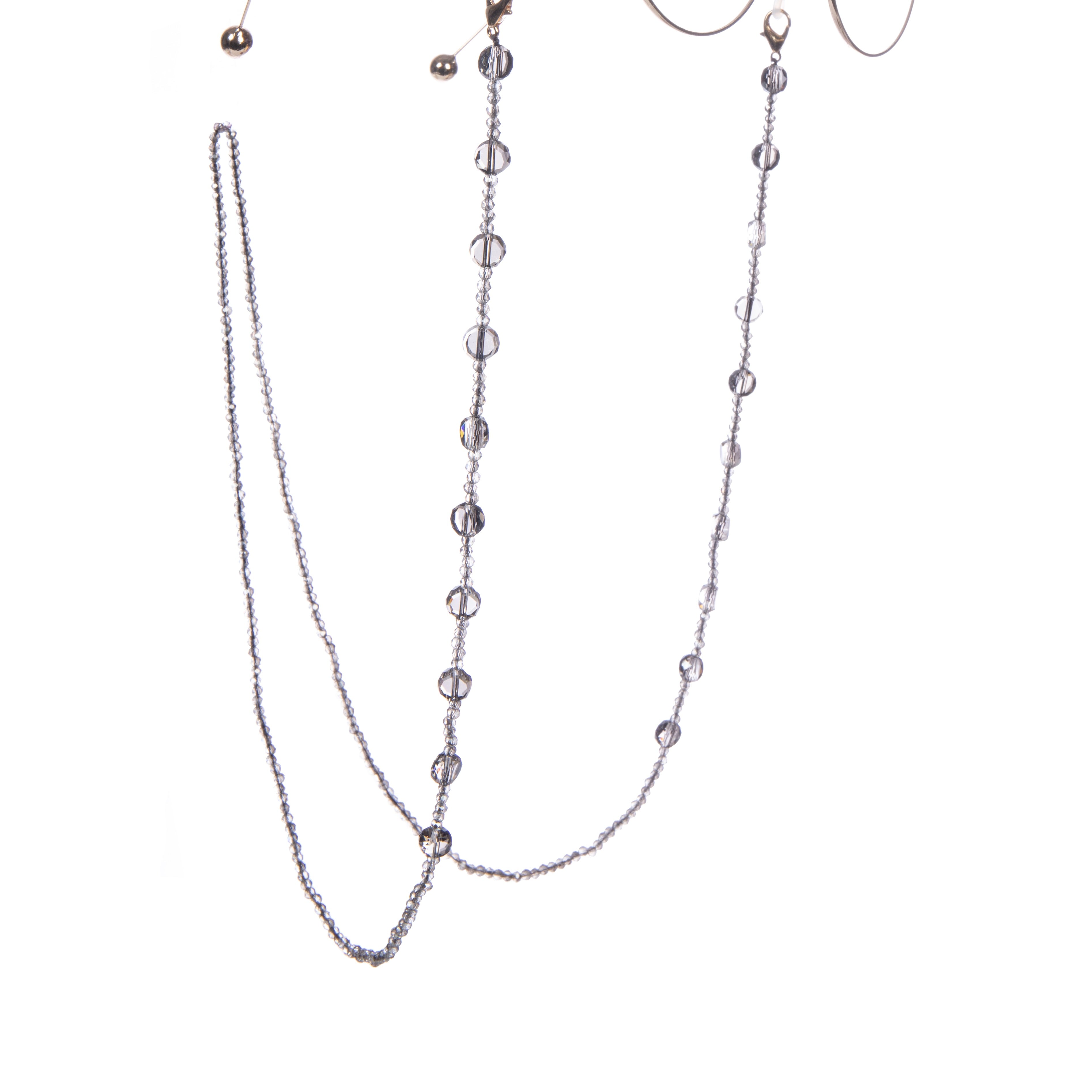 Grey Beaded Crystal Lanyard N5634