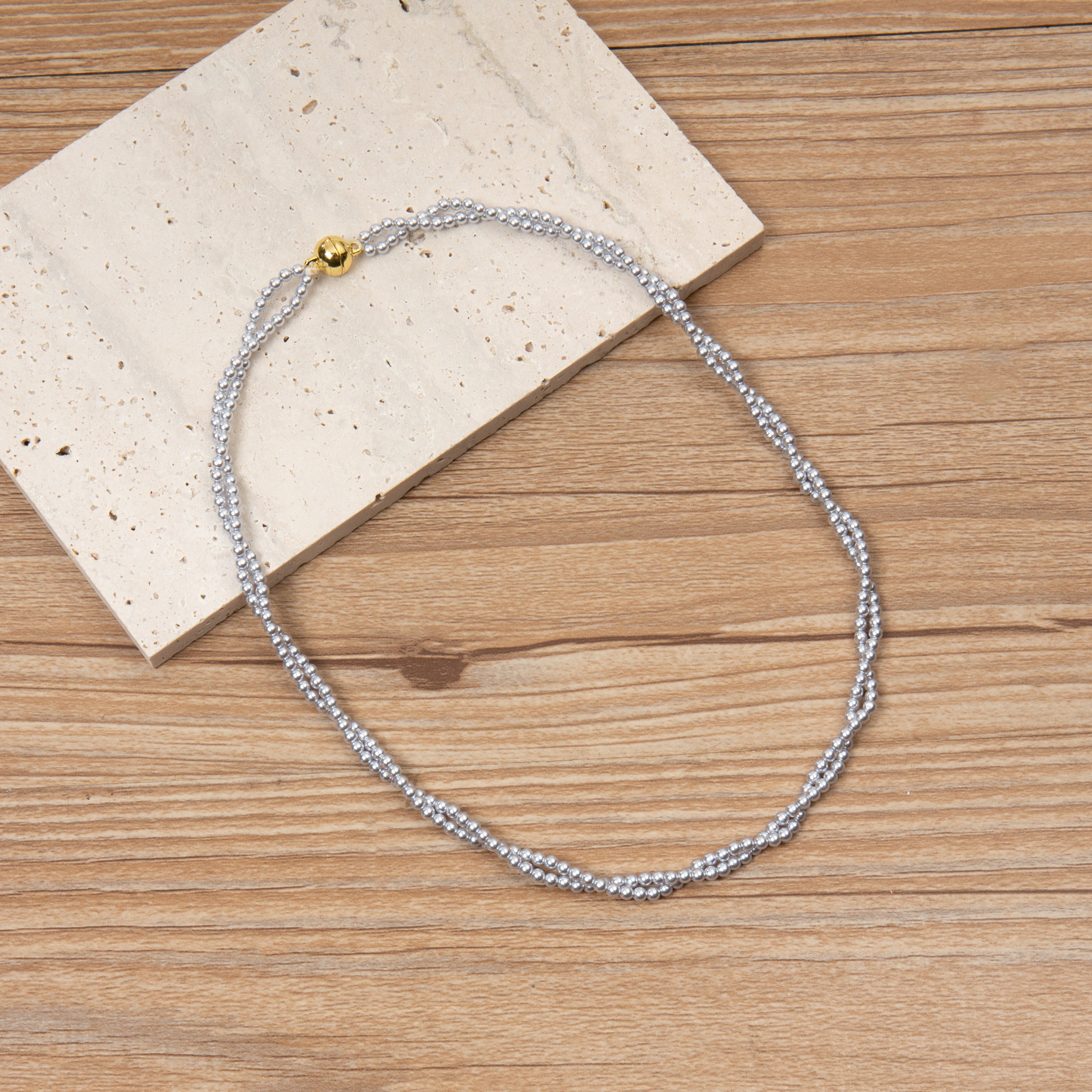 Glass Pear Beads Magnetic Clasp Necklace N5704