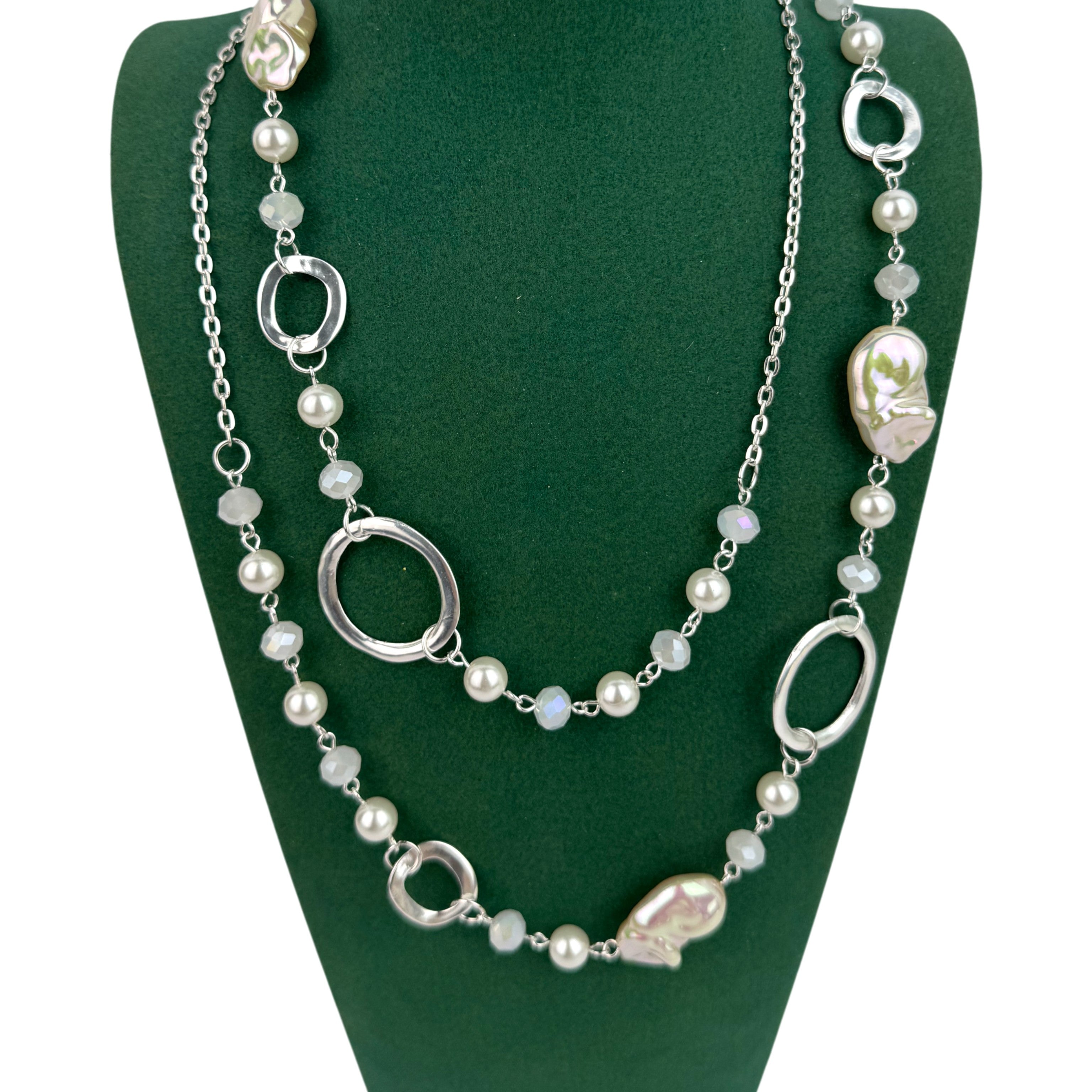 Glass Beads Pearl Alloy Necklace N5775