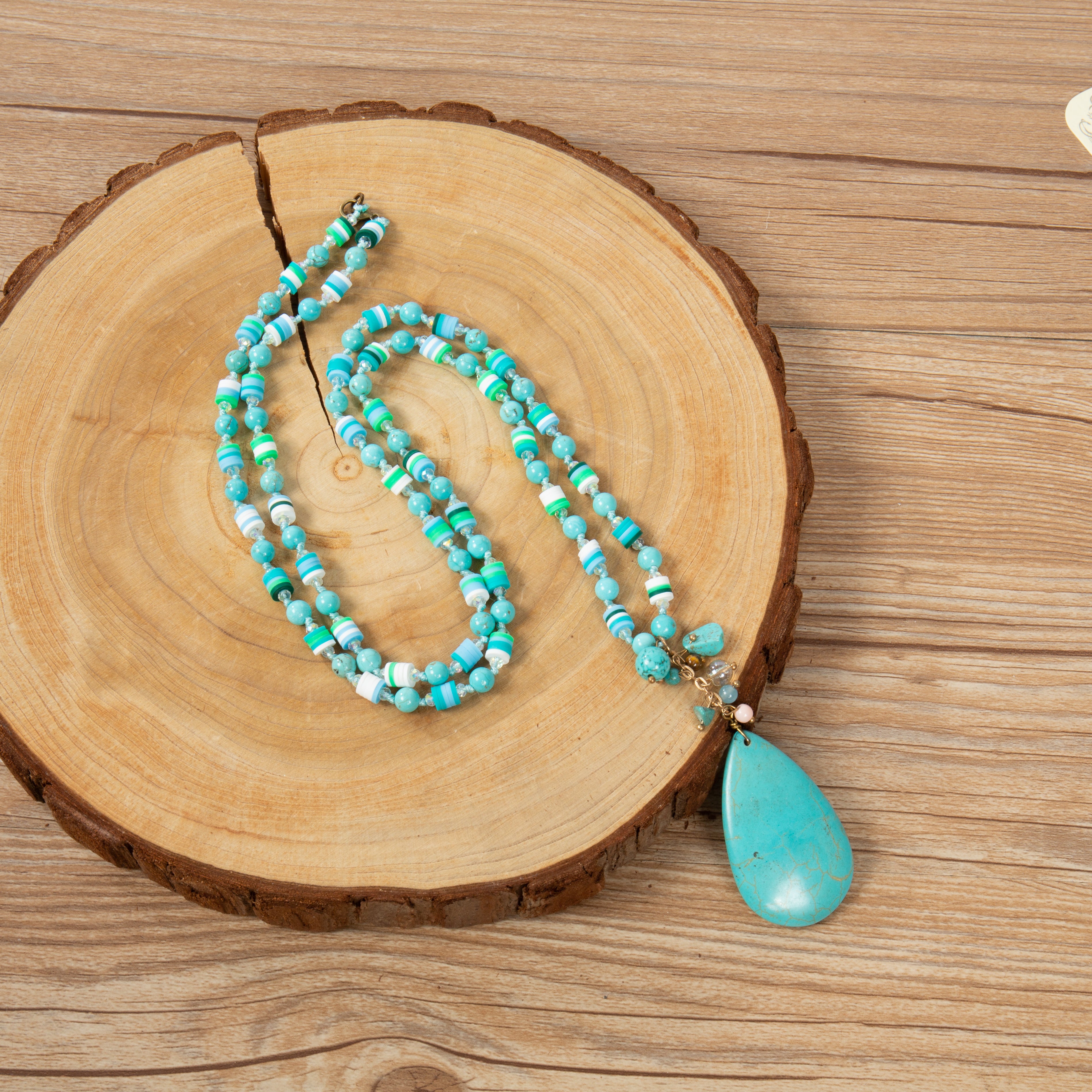 Cracked Turquoise Pendant Necklace N5828