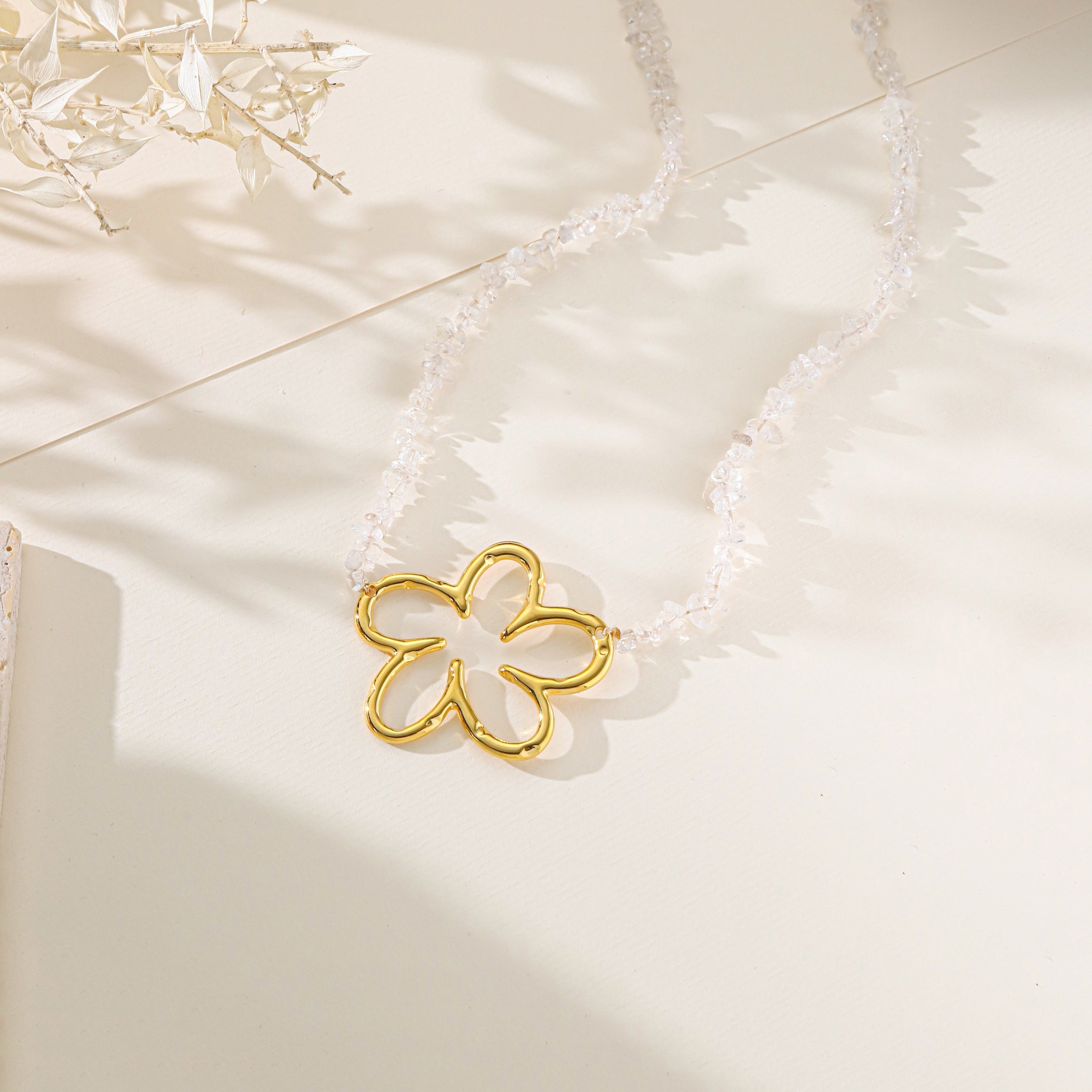 Clear Quartz Stainless Steel Necklace N5920