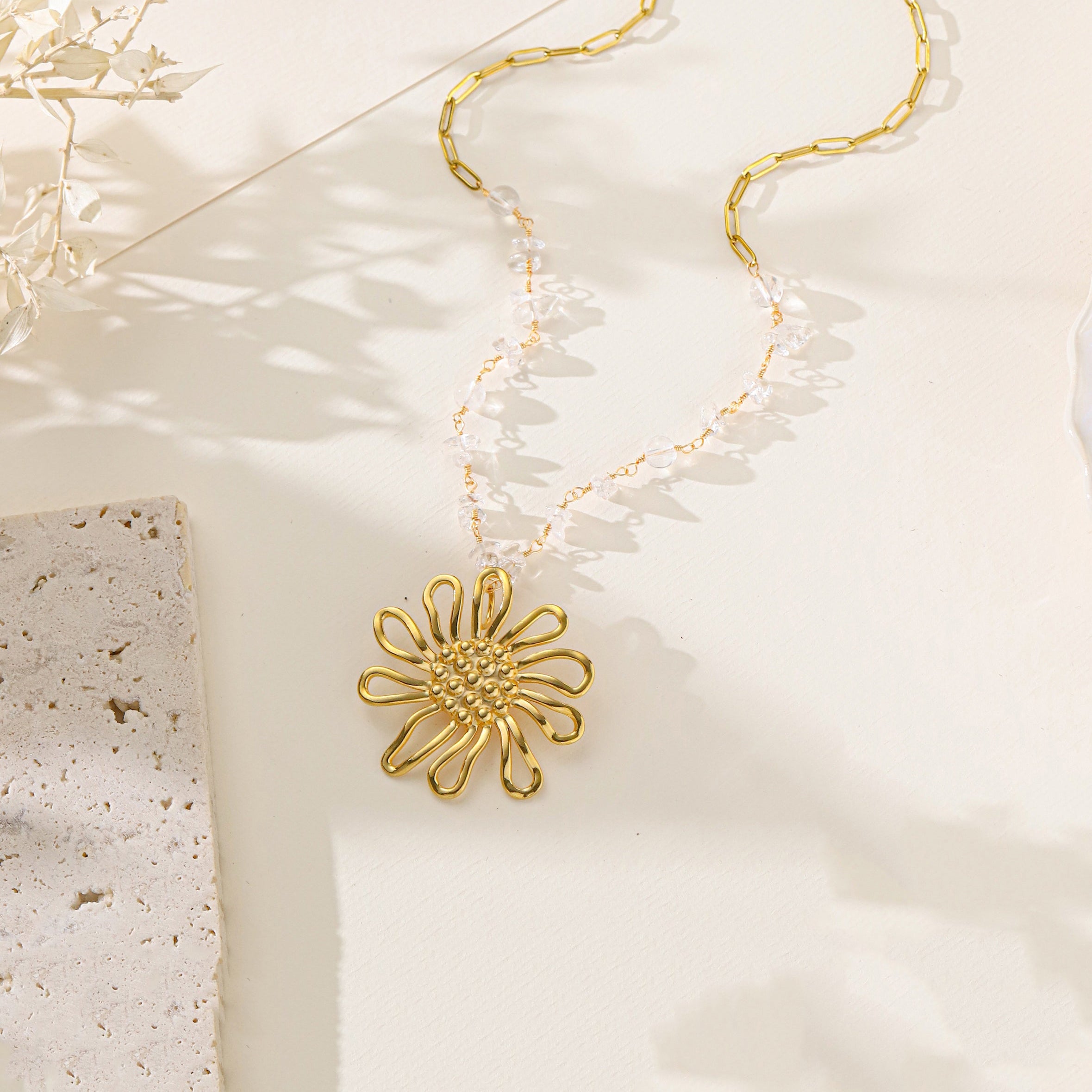 Clear Quartz Stainless Steel Necklace N5921