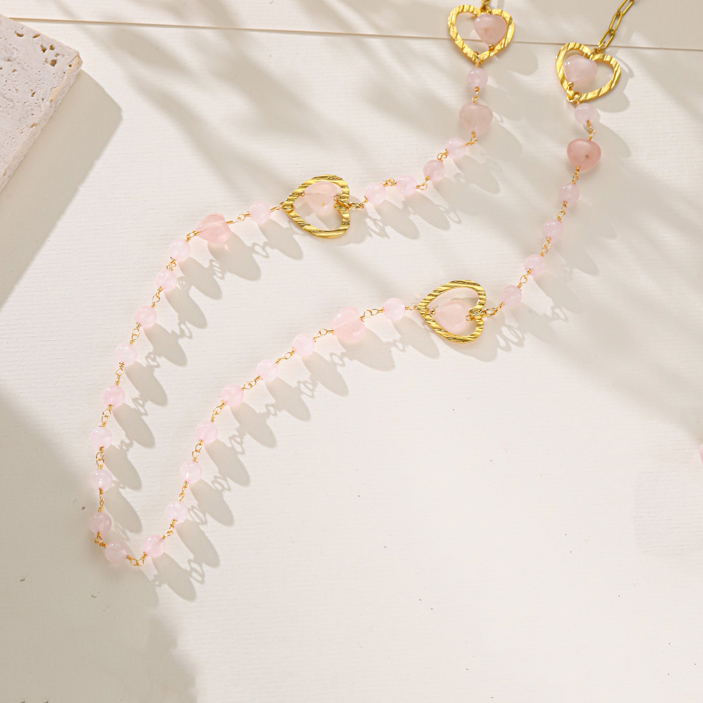 Rose Quartz Stainless Steel Necklace N5928