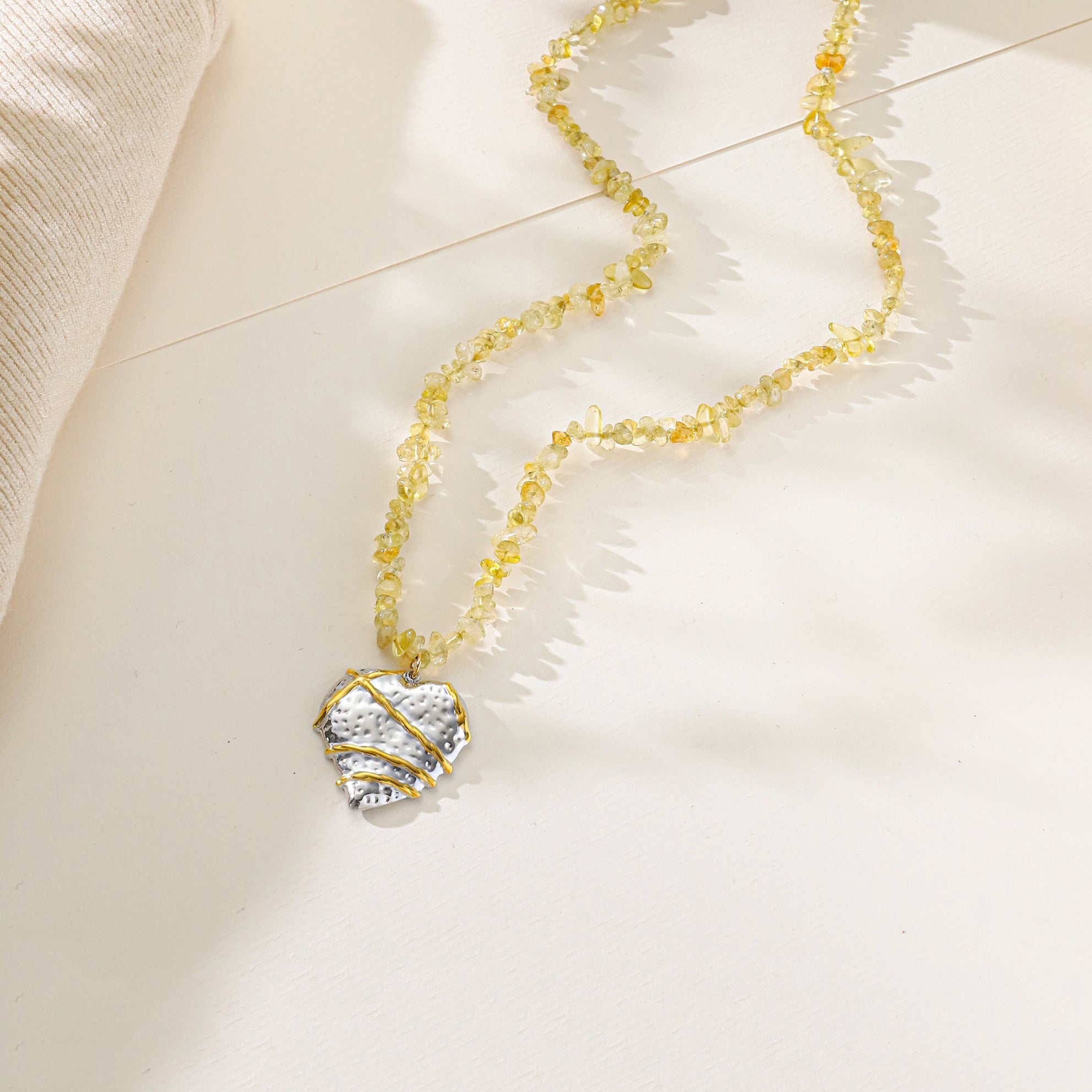Yellow Quartz Stainless Steel Necklace N5938