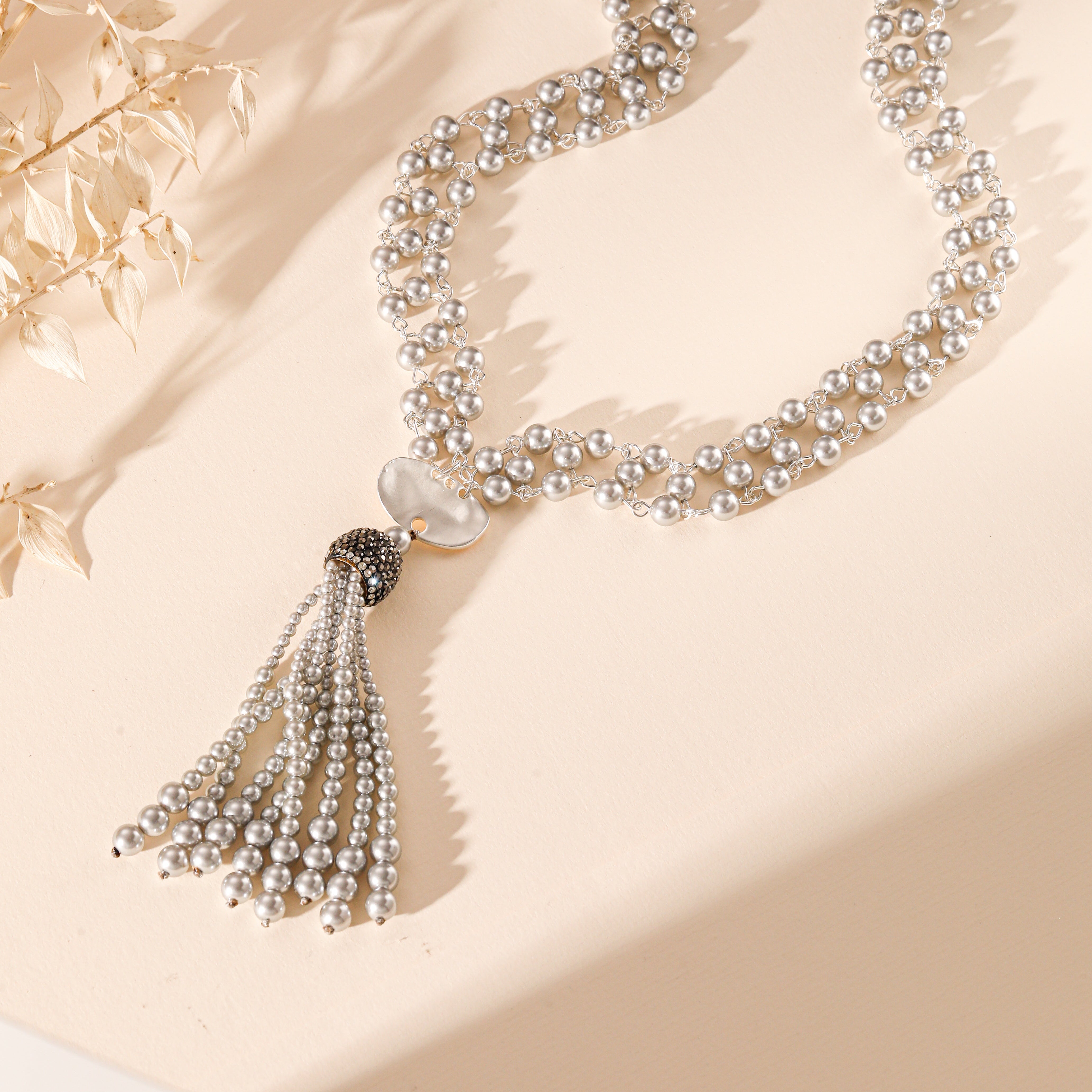 Glass Beads Metal Necklace N5970
