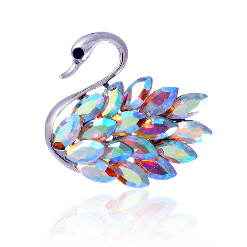 Swan Rhinestone Brooch P1313