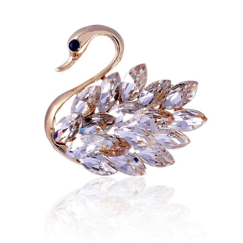 Swan Rhinestone Brooch P1313