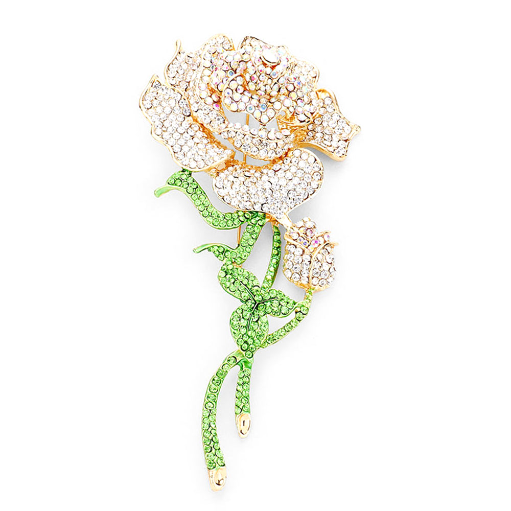 Rose Rhinestone Brooch P1327