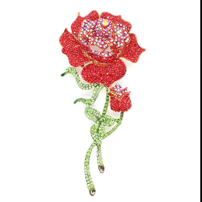 Rose Rhinestone Brooch P1327
