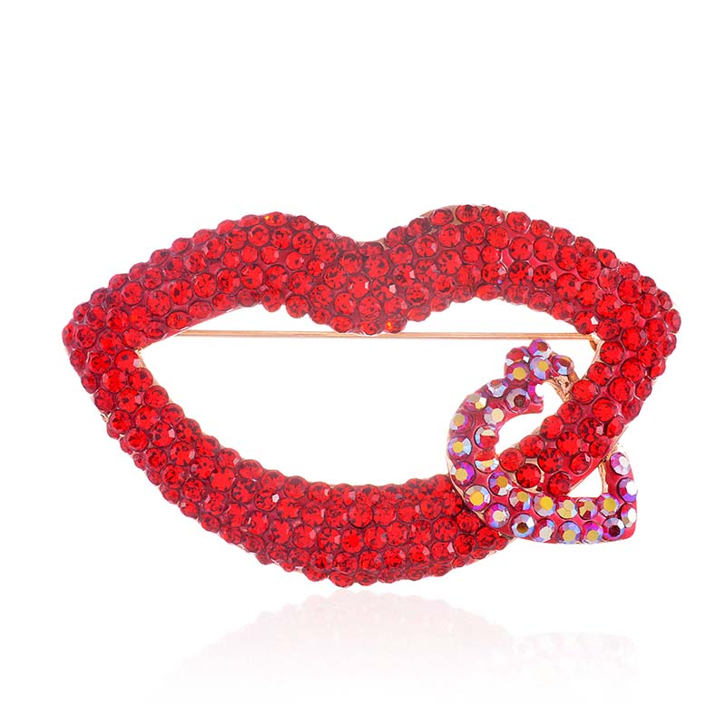 Lips Heart Brooch P1376