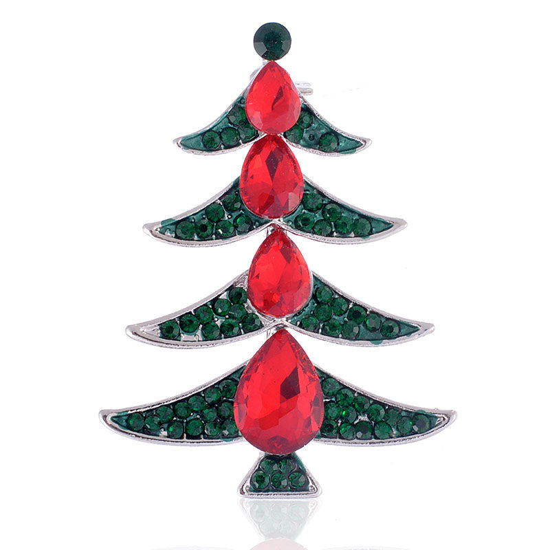 Christmas Tree Rhinestone Brooch P1432