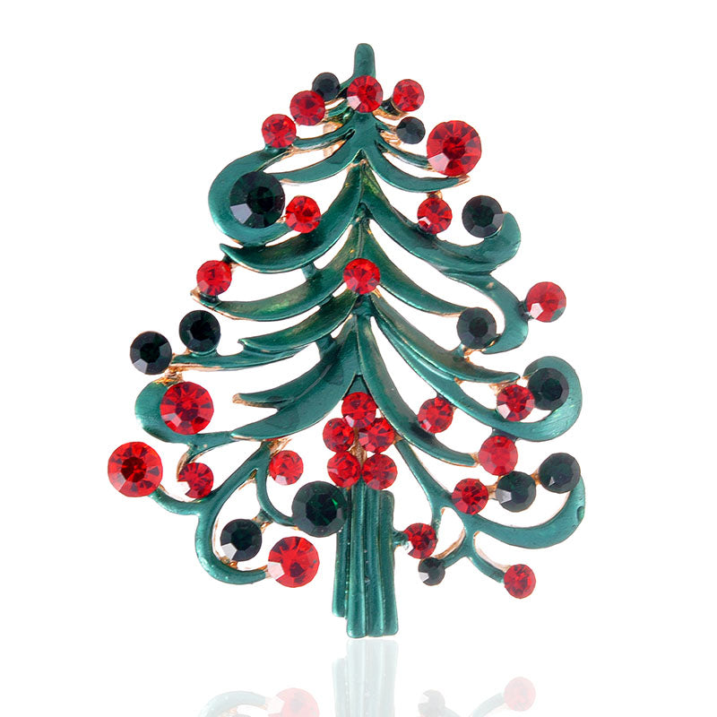Christmas Tree Rhinestone Brooch P1441